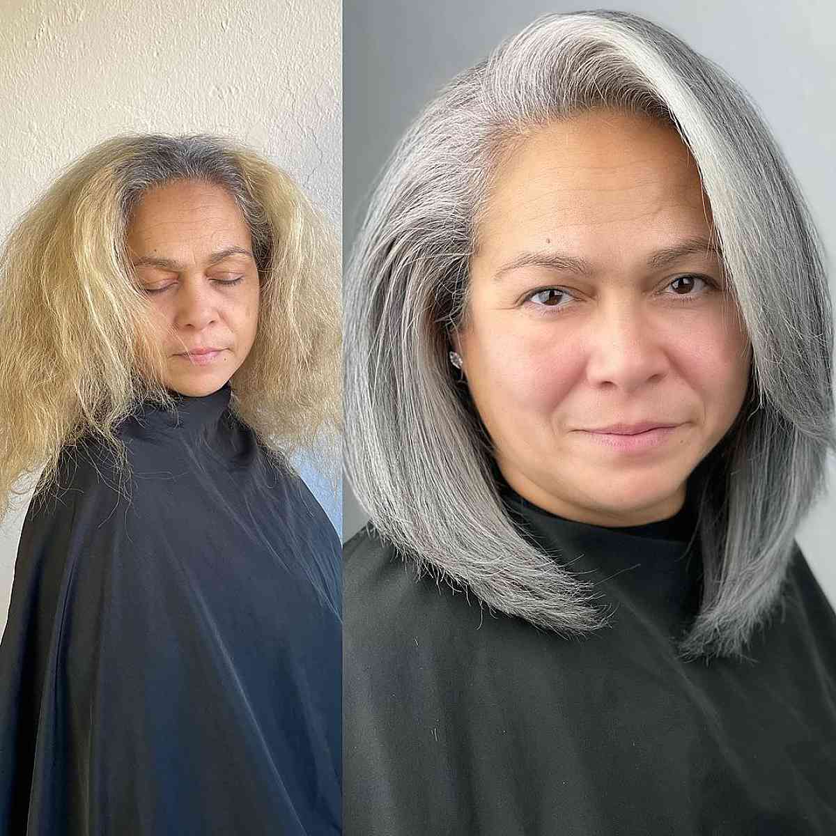 transformation back to natural grey for ladies past sixty