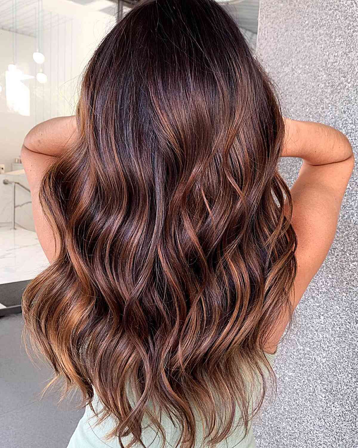 Transitional Sun-Kissed Chocolate Brown with Auburn Highlights