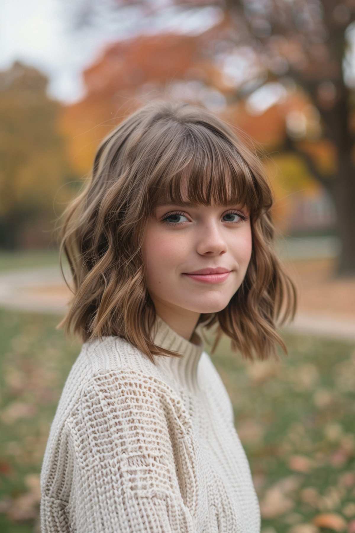 Trendy bob hairstyle with straight bangs for fine to medium hair