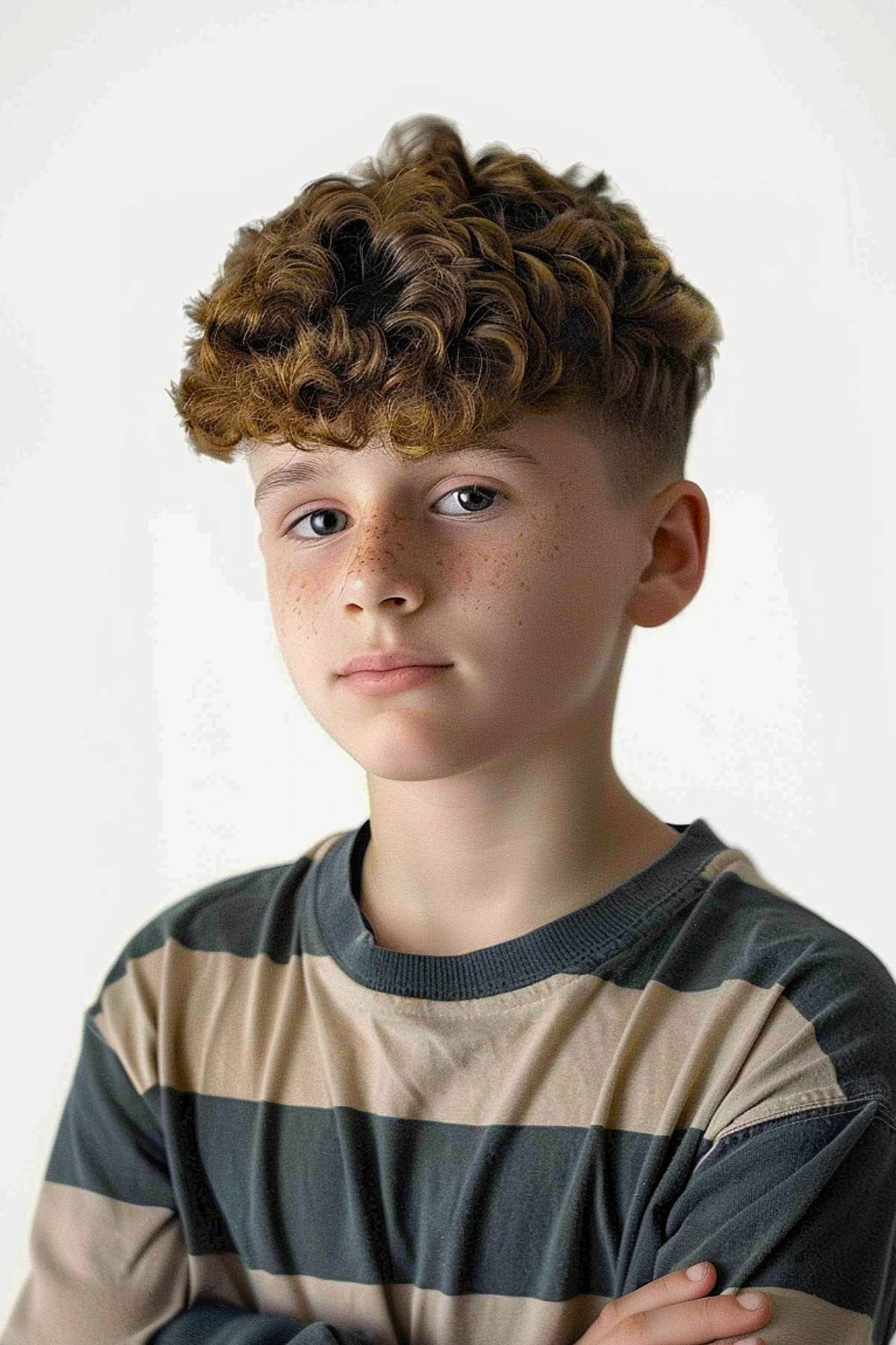 Curly Edgar haircut with lineup for boys