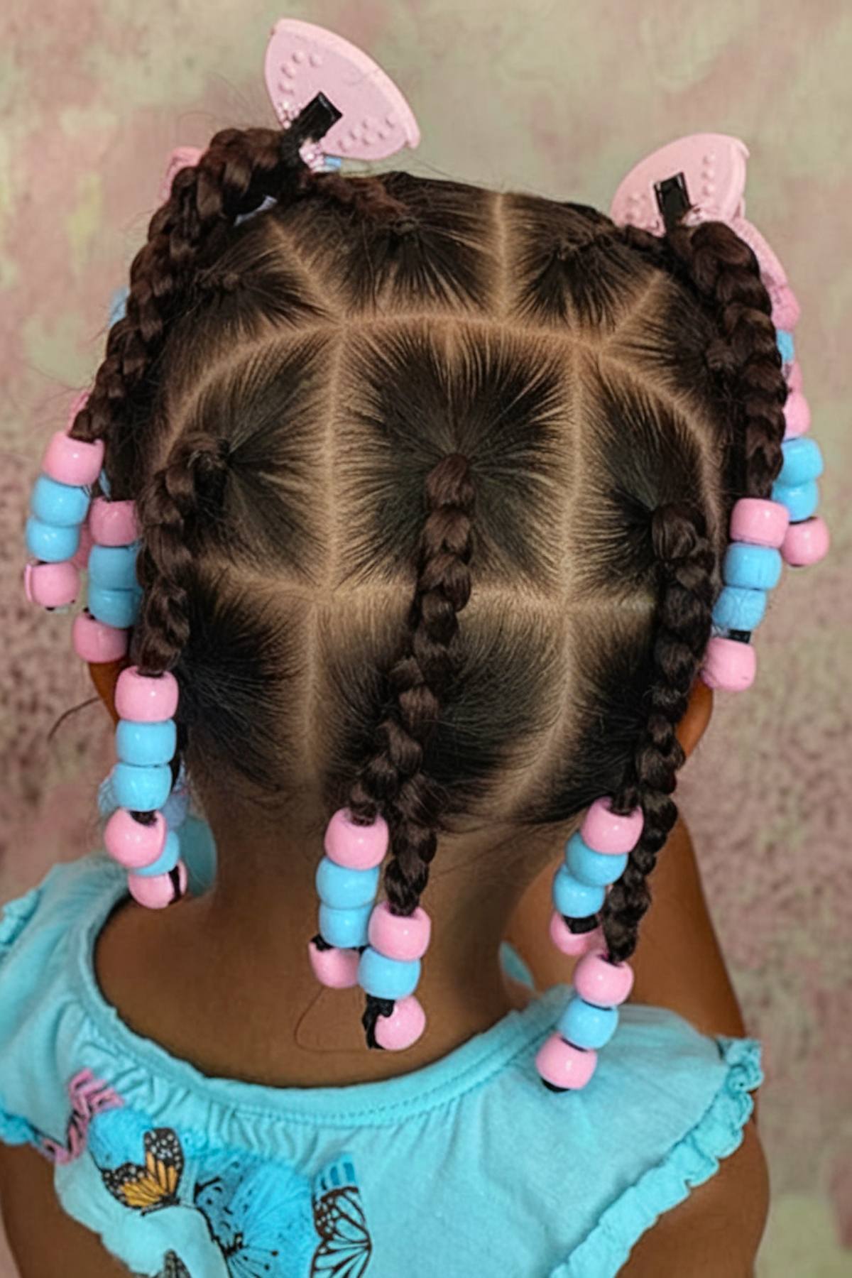 Box braid toddler hairstyle with beads