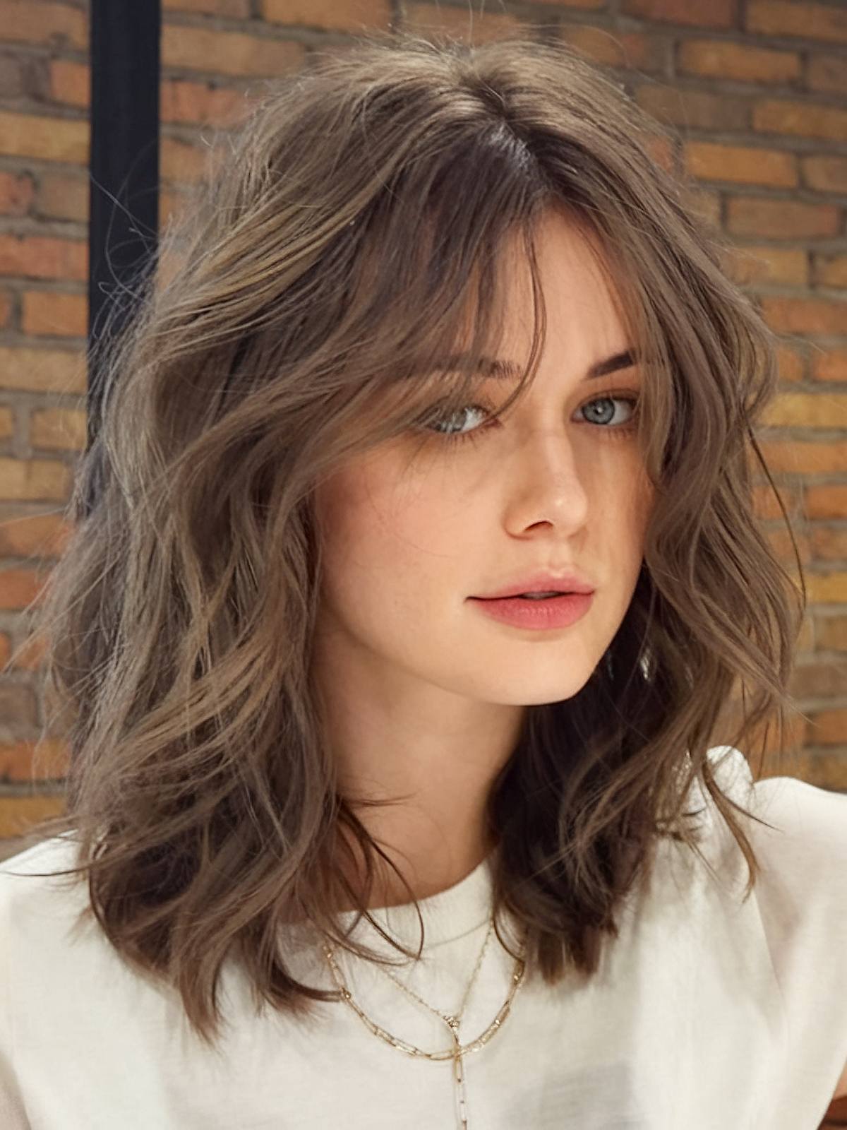 Shag haircut with long bangs and textured layers