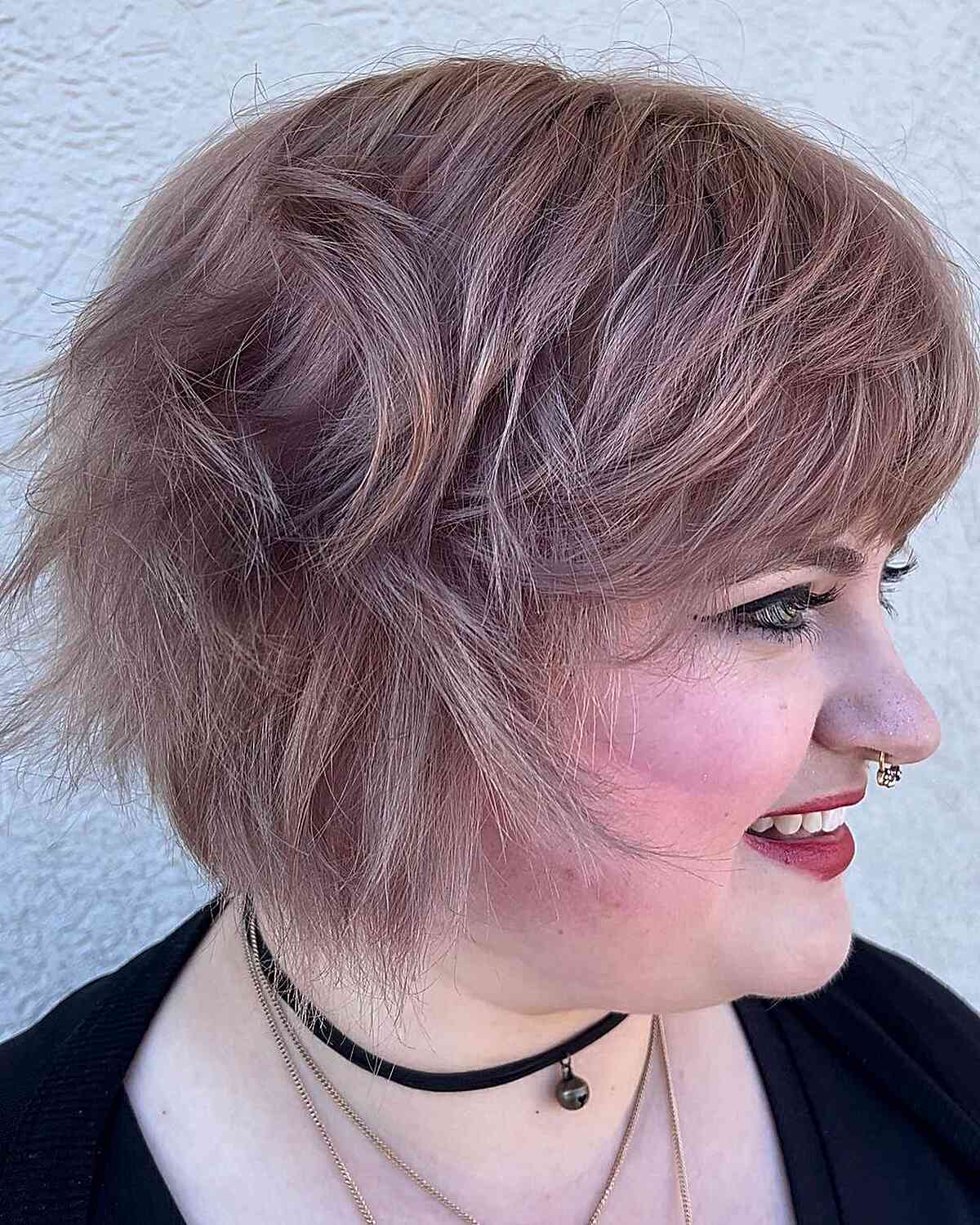 Trendy Short Pixie Bob with Long Layers for Round Faces