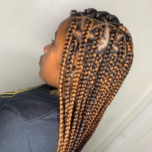 Triangle Box Braids With Color