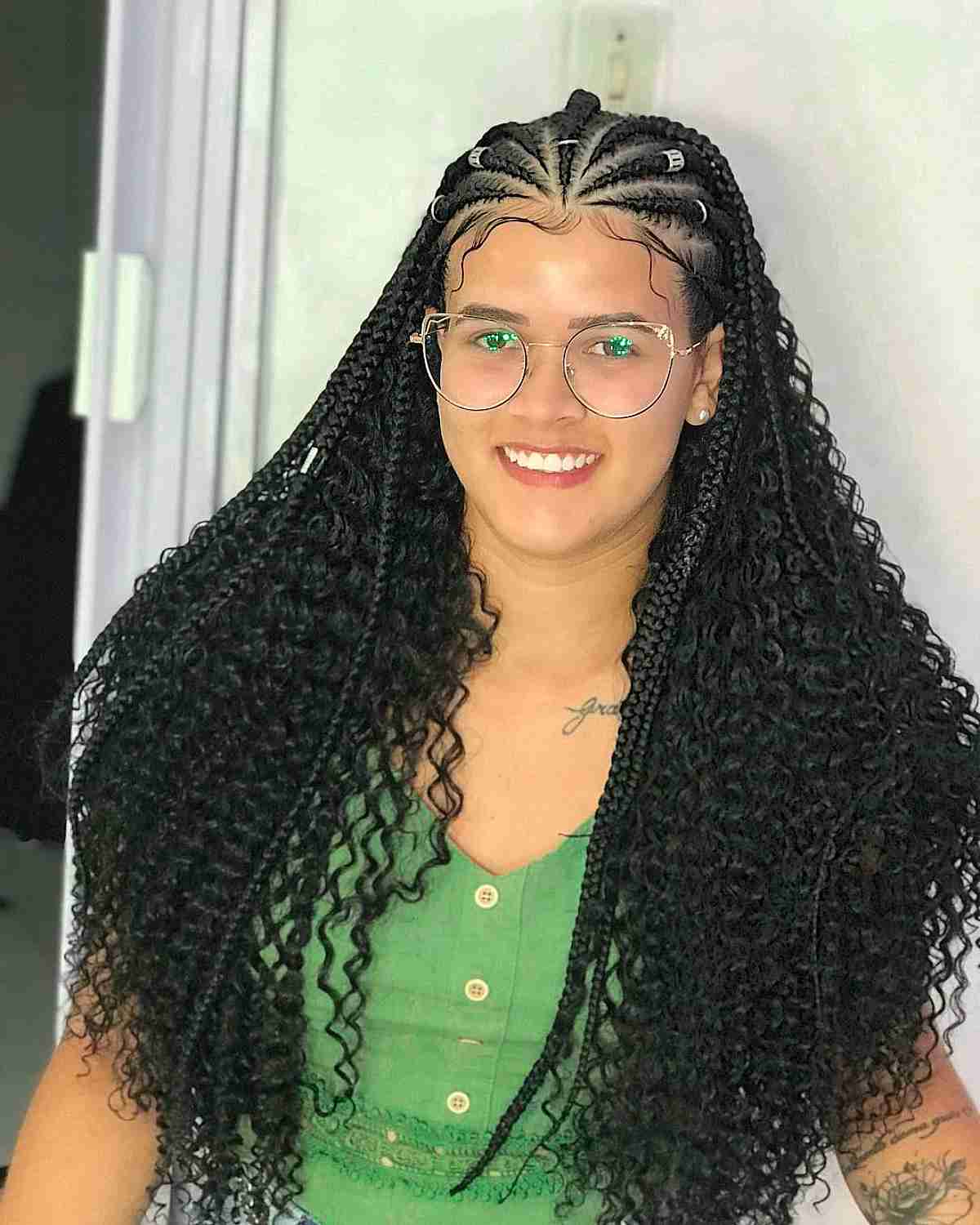 Tribal Goddess Braids on Long Coiled Hair