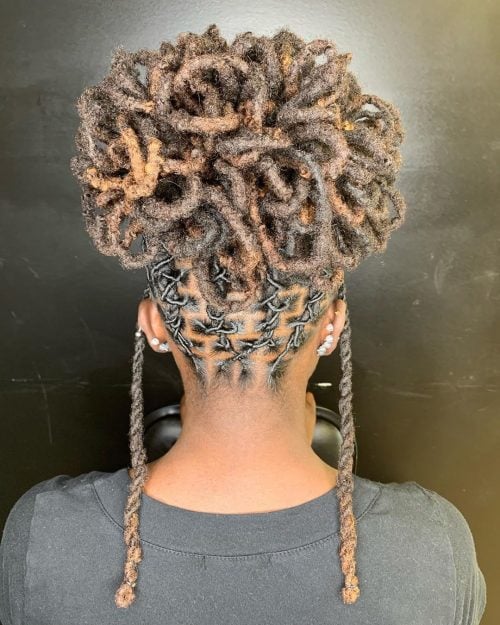 twist braid with high bun hairstyle
