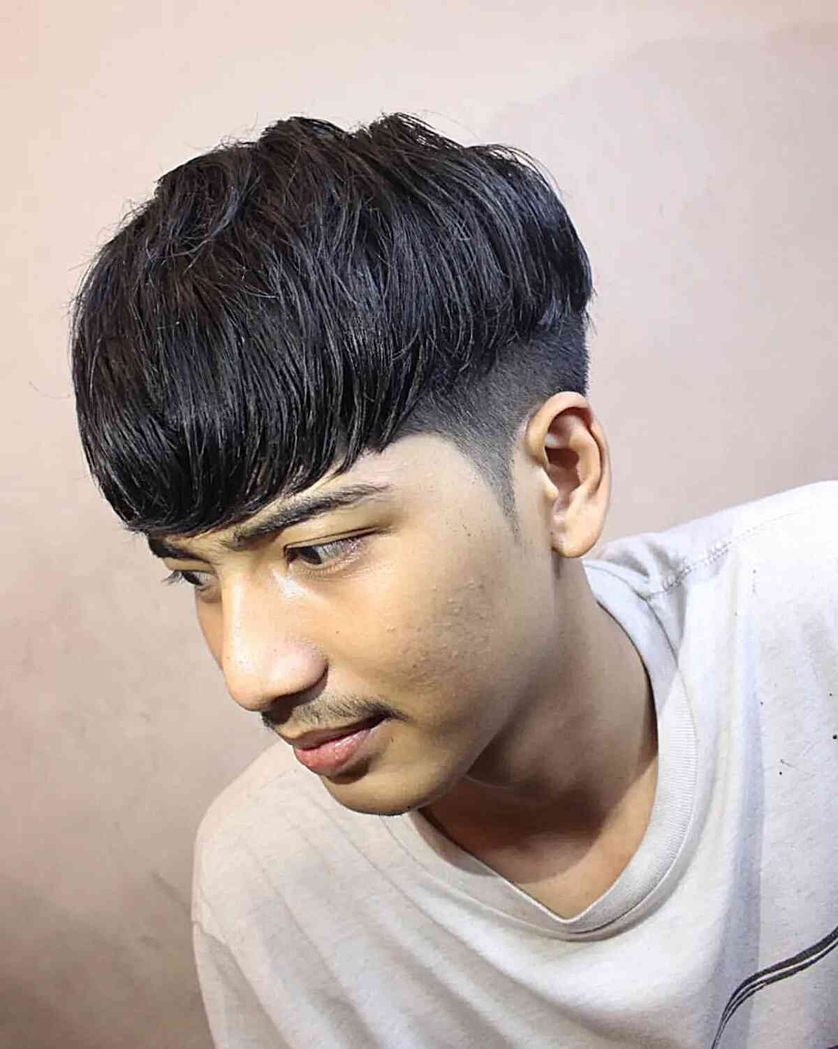 Two-Block Cut with Bangs for Boys
