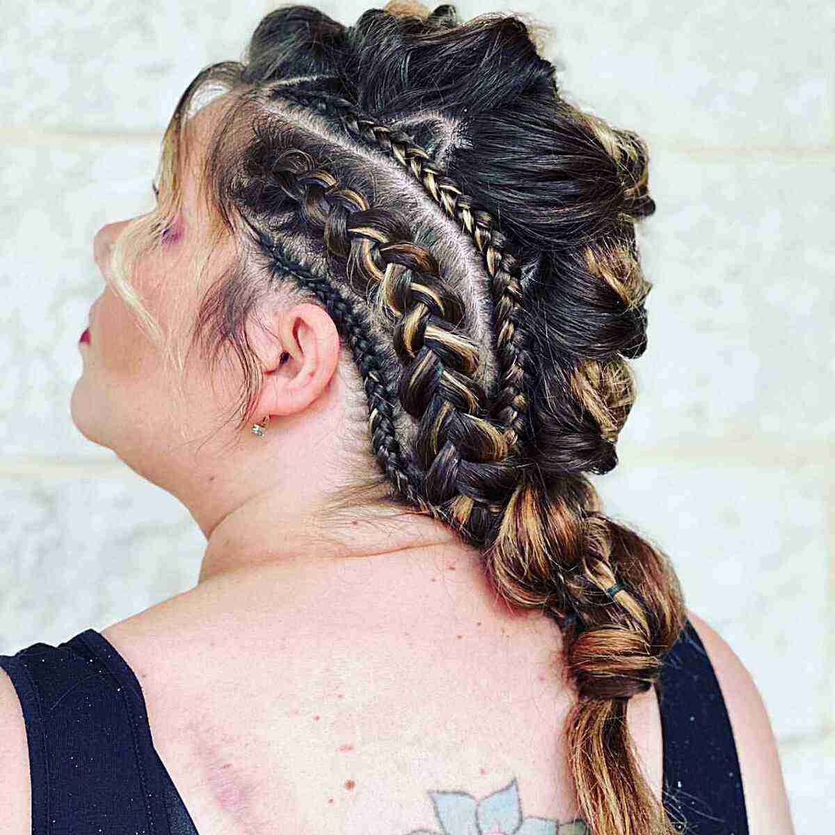 Two-Toned Viking Braids for Women's Mid-Length Hair