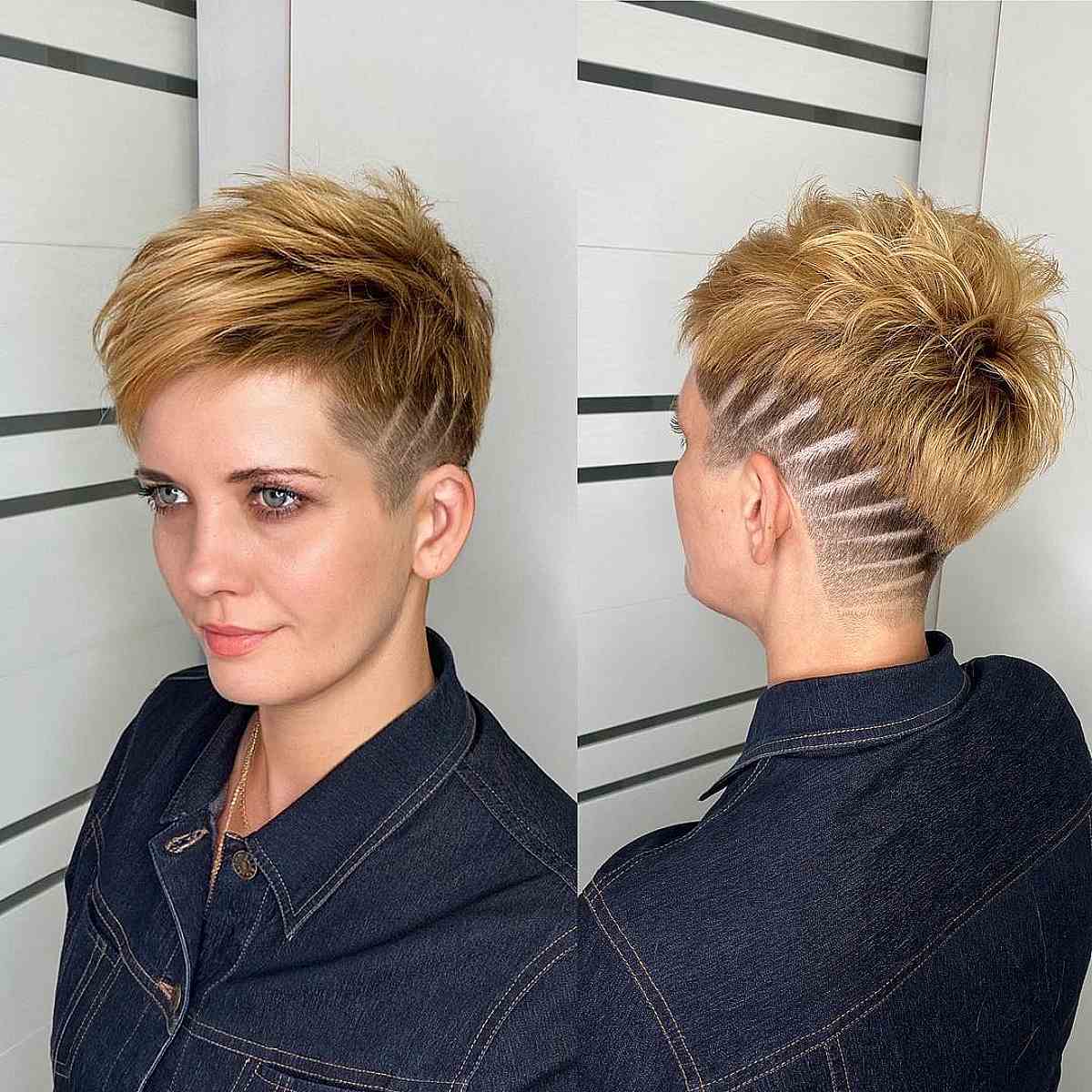 Undercut Layered Pixie with Side Shaved Lines