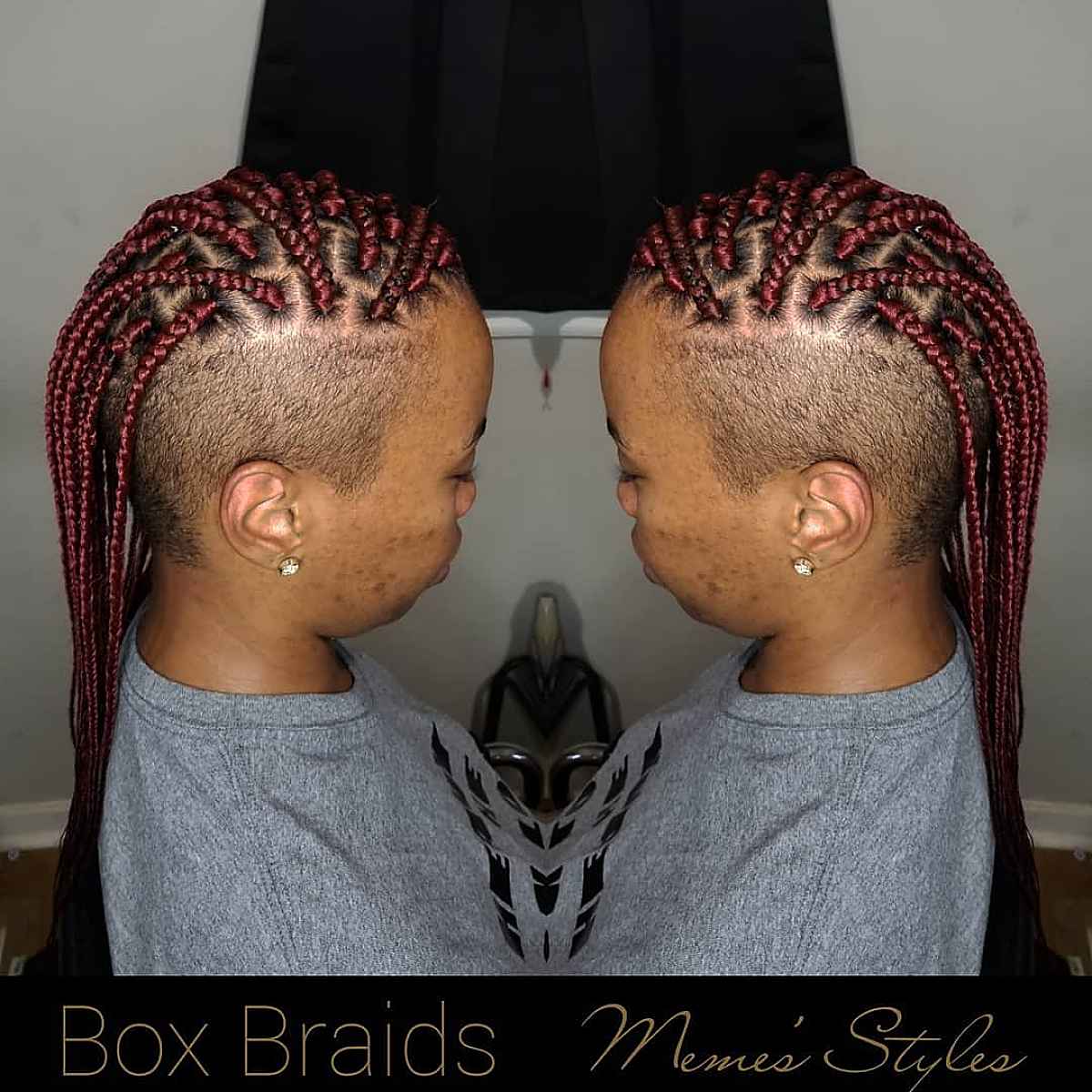 Undercut with red and burgundy braids