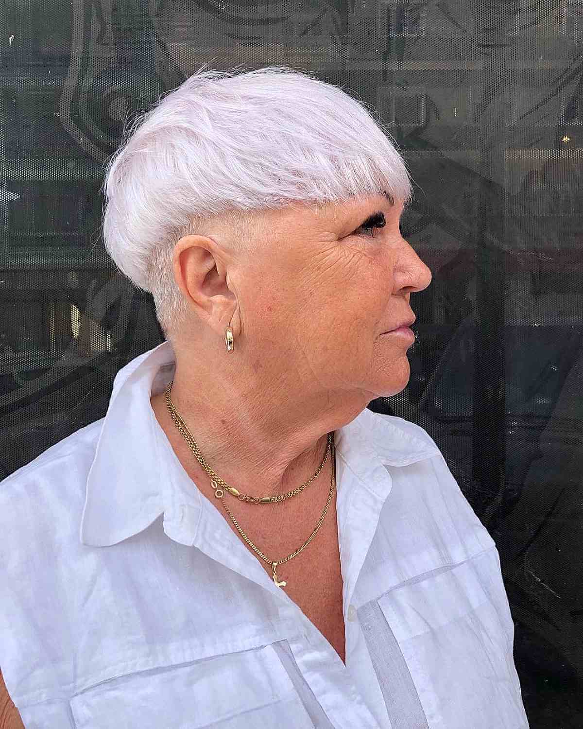 Undercut with Shaved Sides for Overweight Ladies Over 60