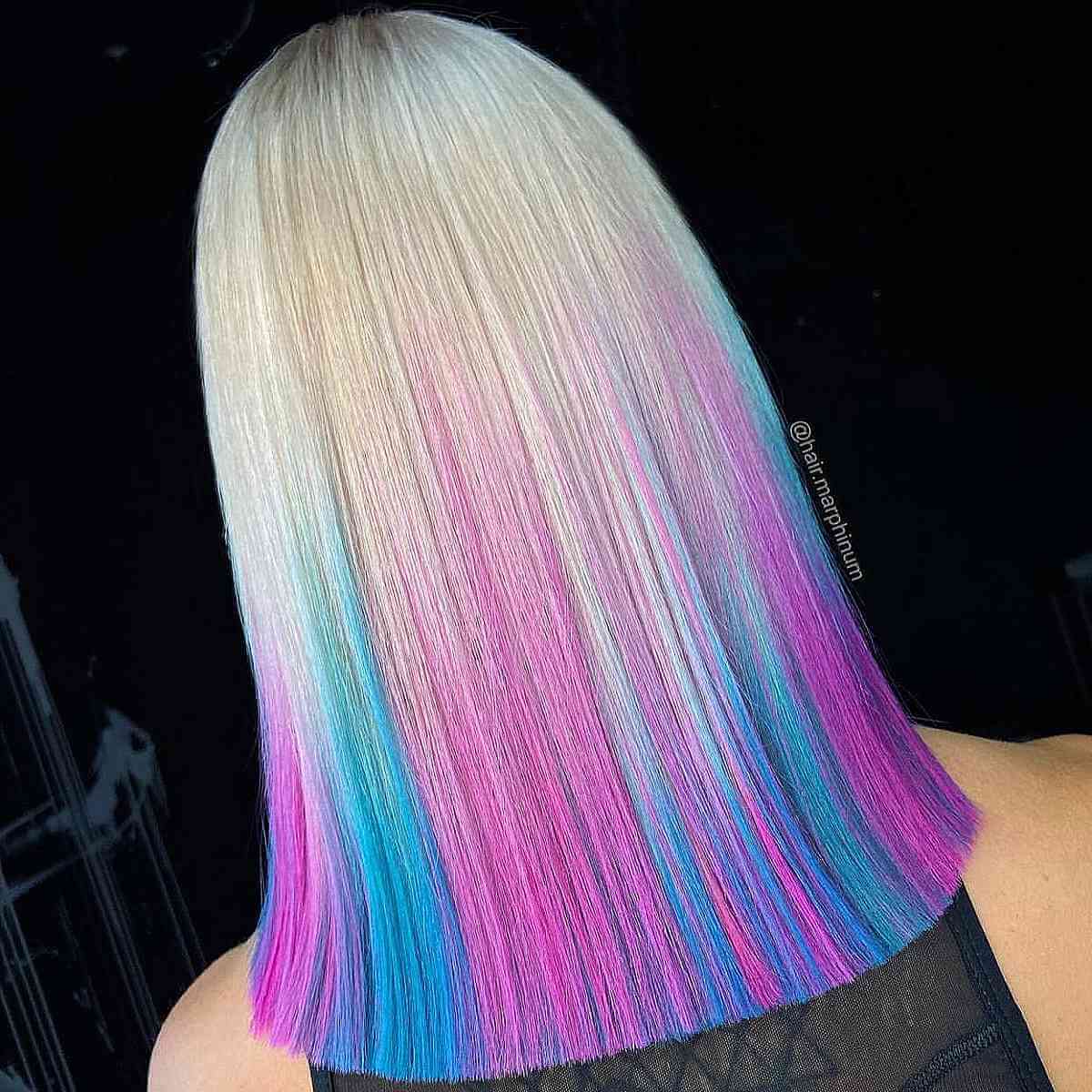 Unicorn Ombre with White Roots Hair Color Ideas