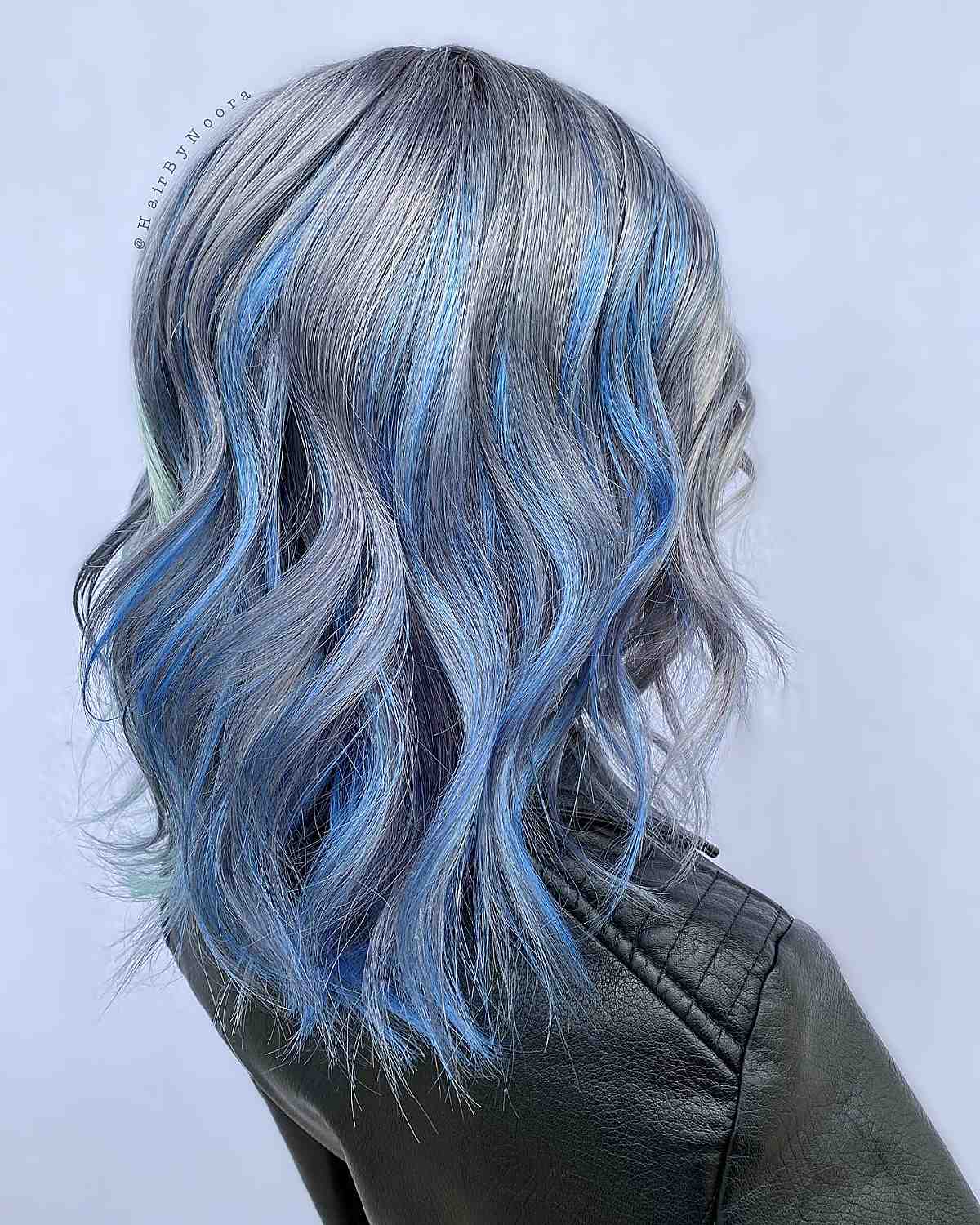 Remarkable unicorn silver and blue hair