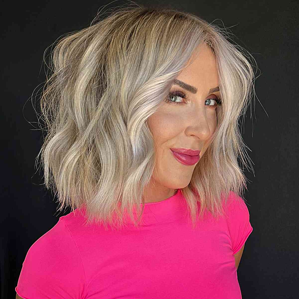 Very Blonde Bob with Texture for girls with straight thick hair