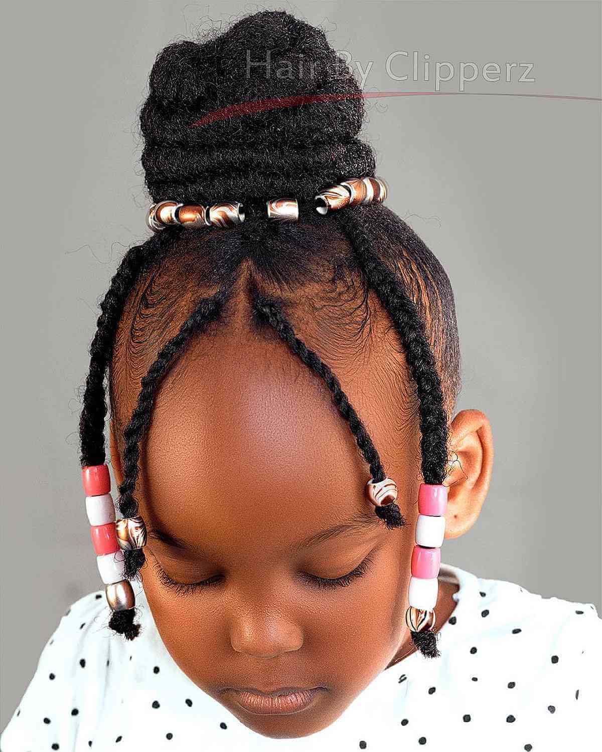 Very Cute Top Knot with Beads for Little Black Girls