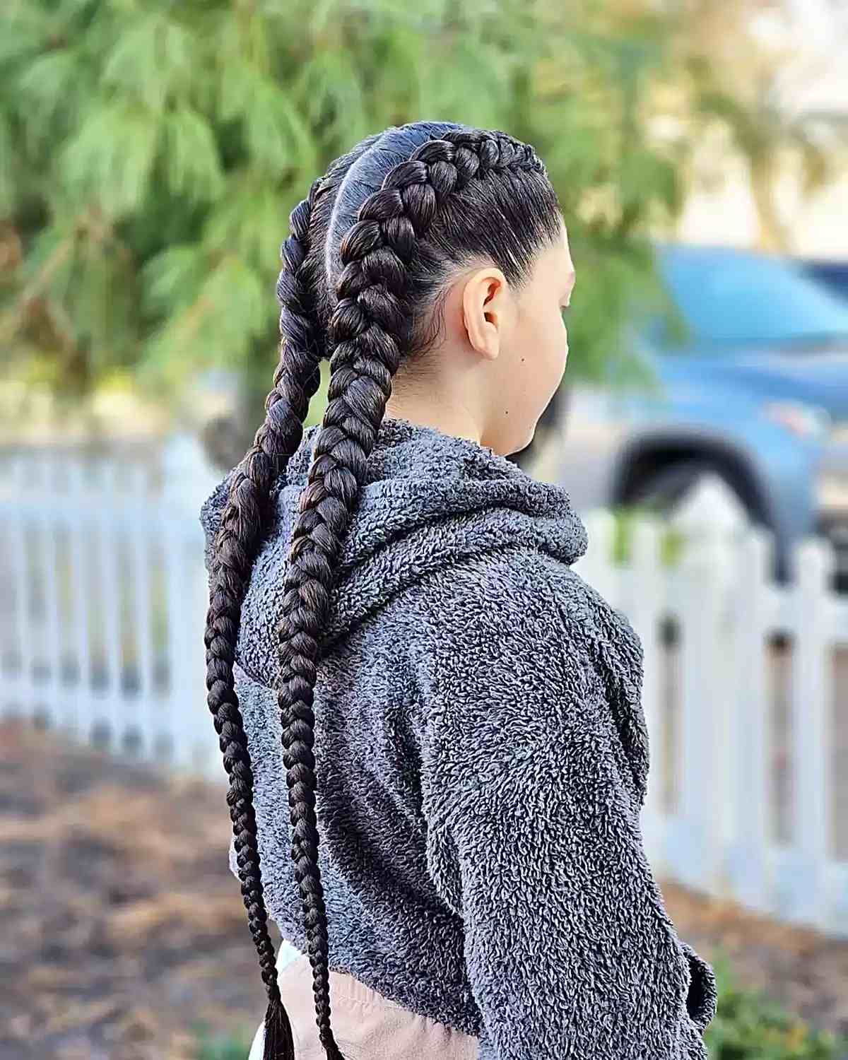Very Long and Thick Dutch Braided Softball Hair for Girls