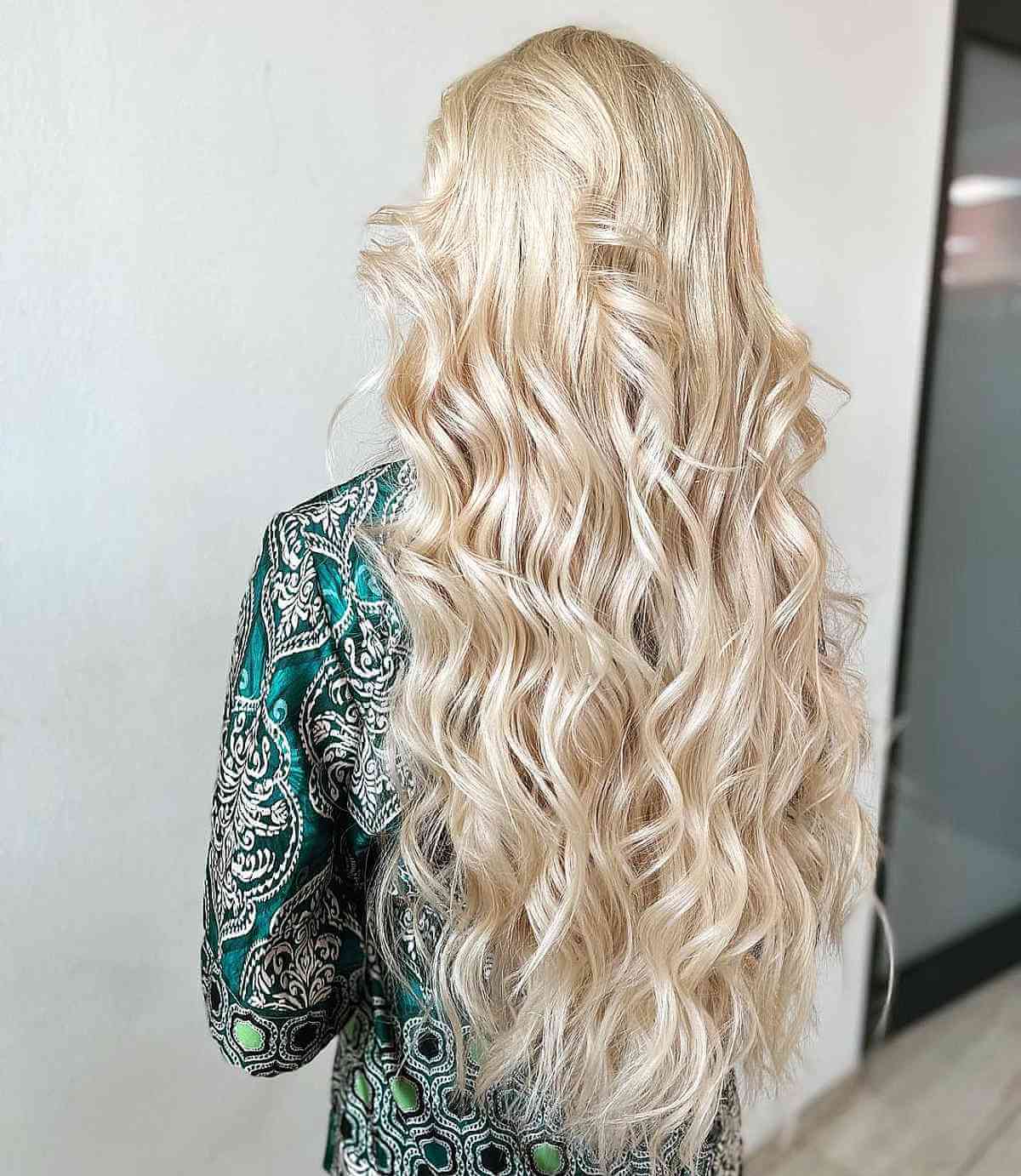 Very Long Curled Light Blonde Hair