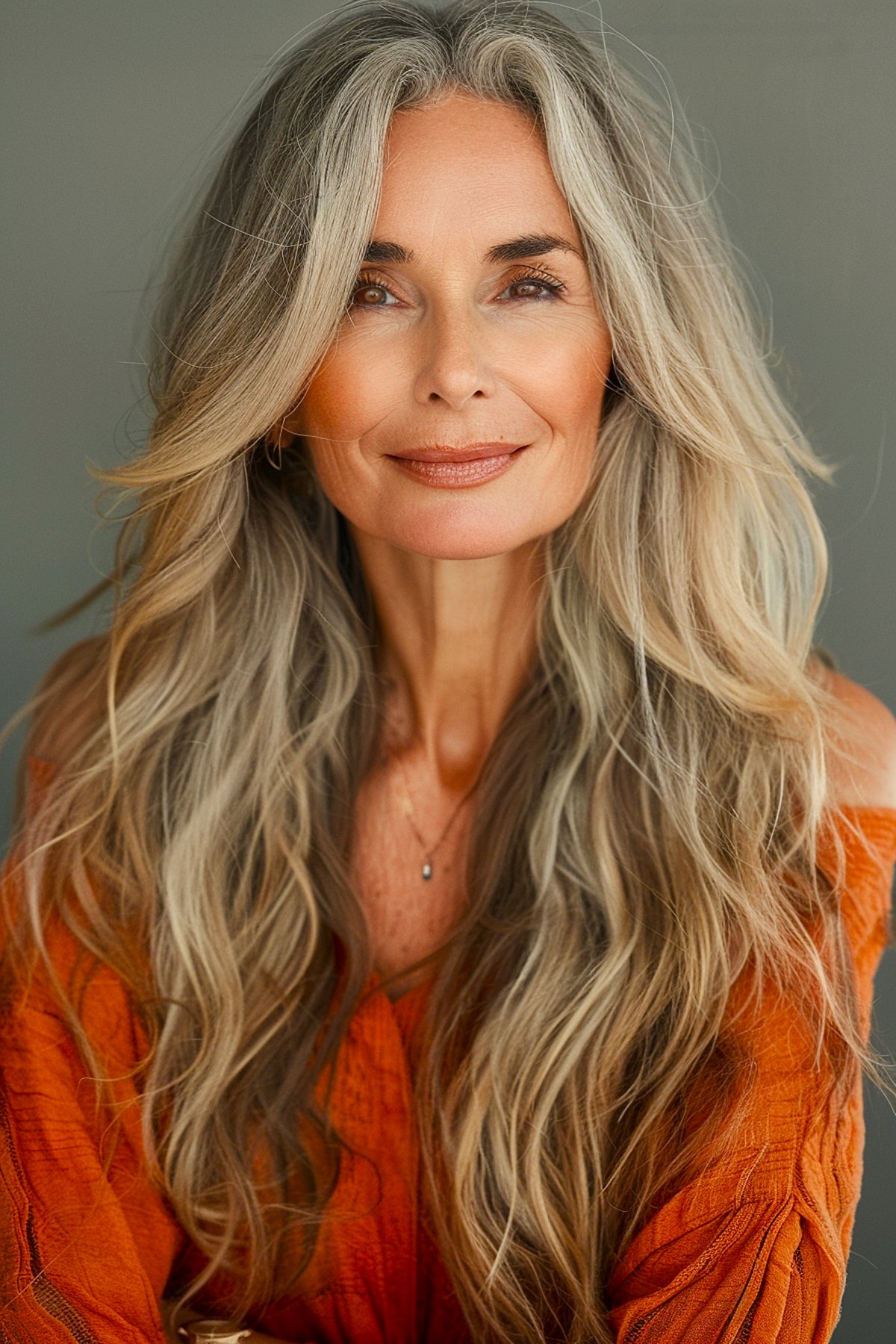 Very long hairstyle for older women