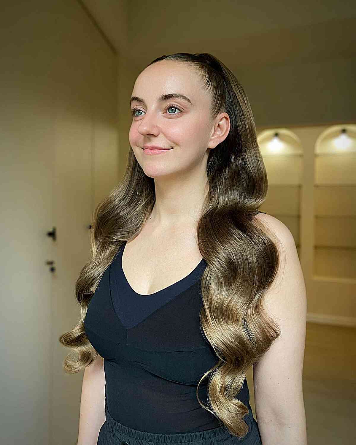 Very Long Ponytail with Sleek Waves