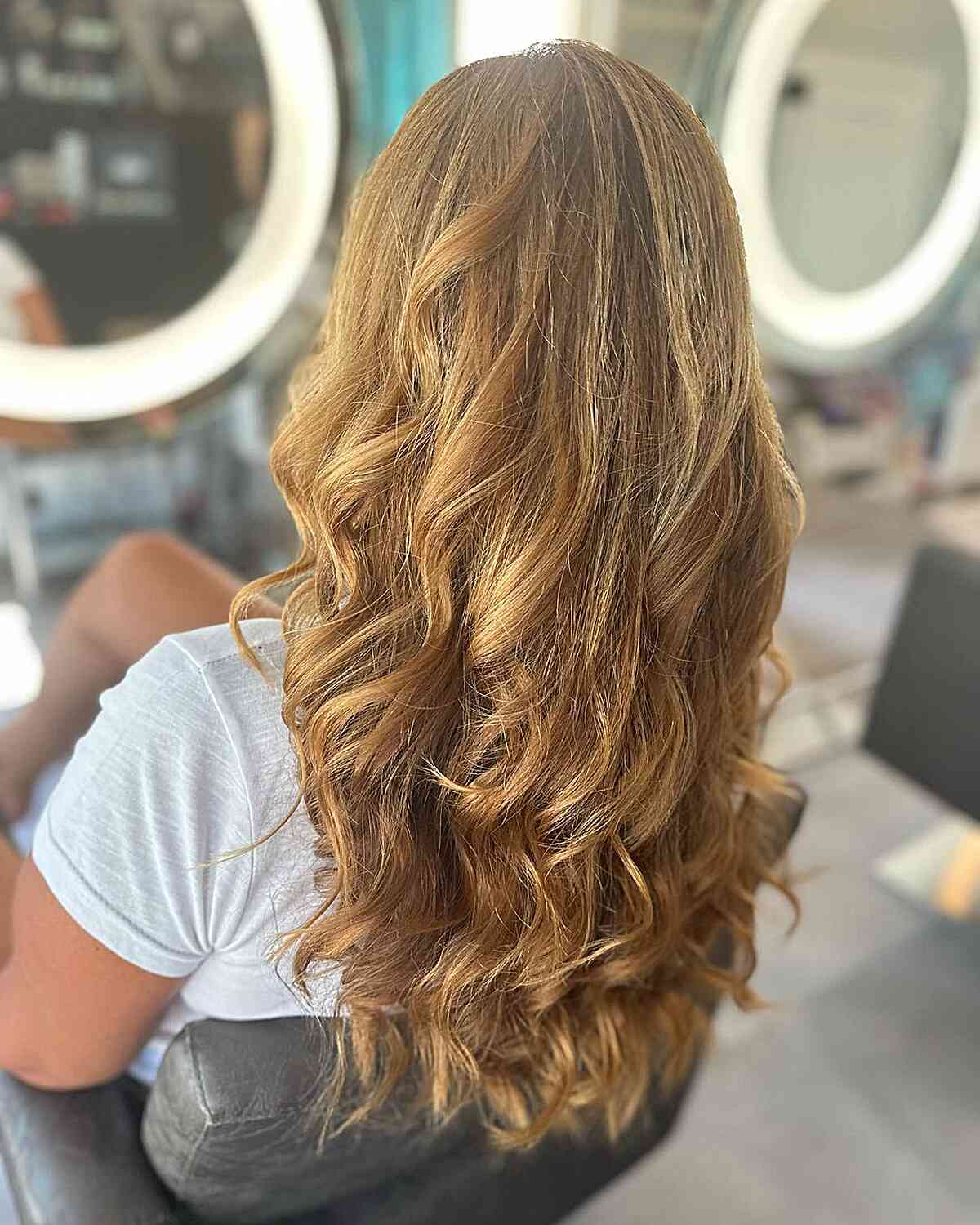 Very Long Sun-Kissed Balayage Hair with Soft Curls