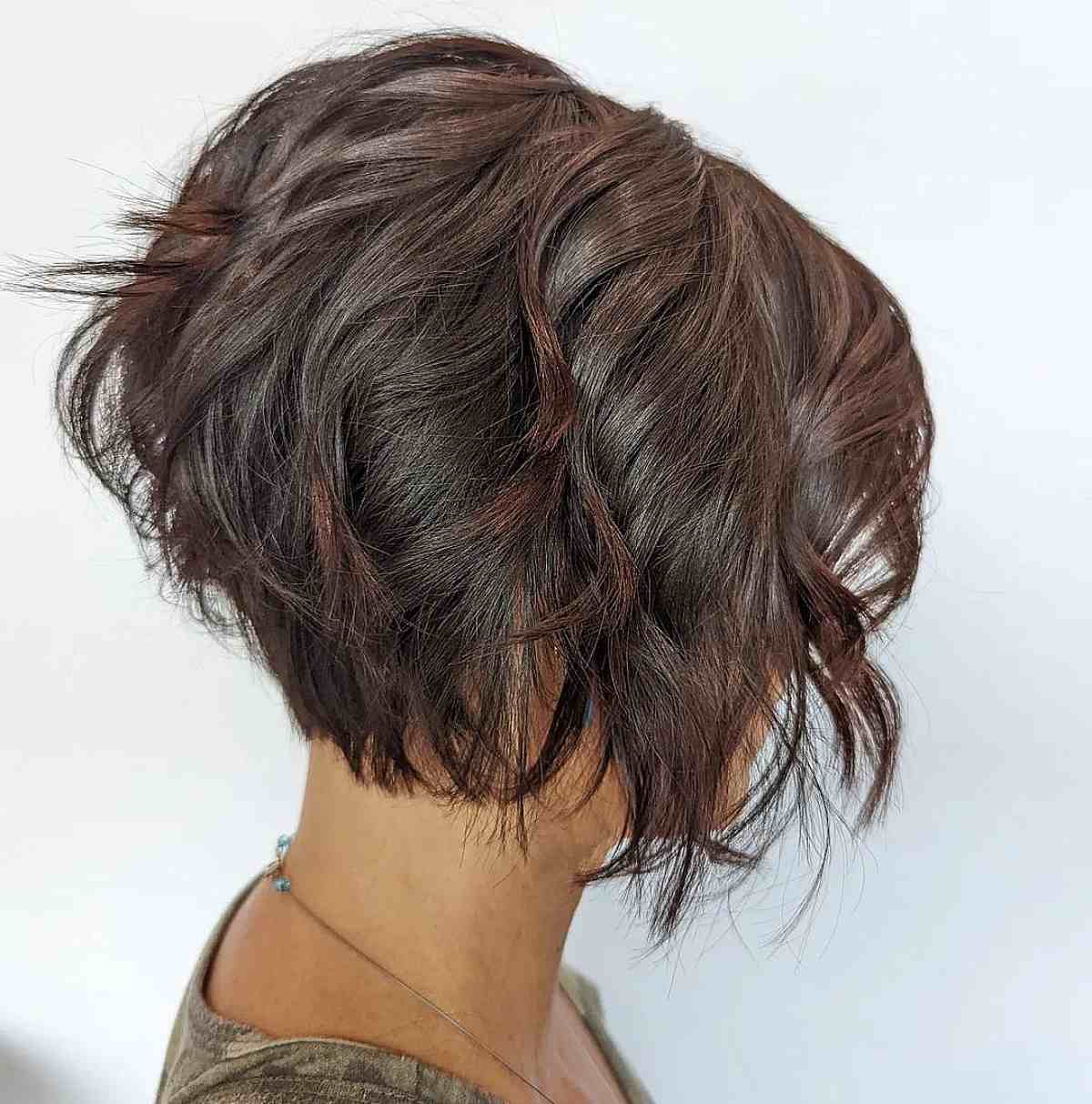 Very Short Chin-Length A-line Cut with Wavy Razored Layers