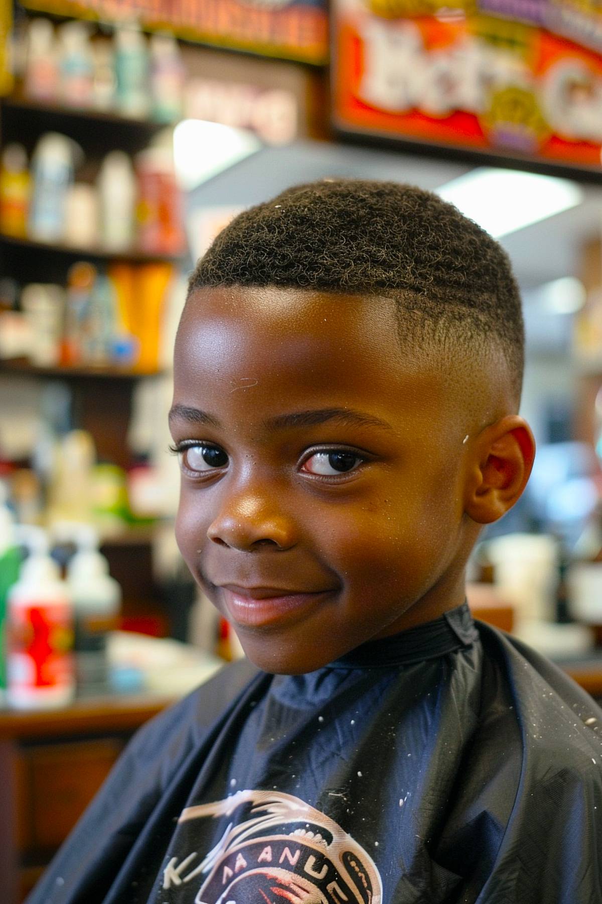 Short cropped curly haircut for boys