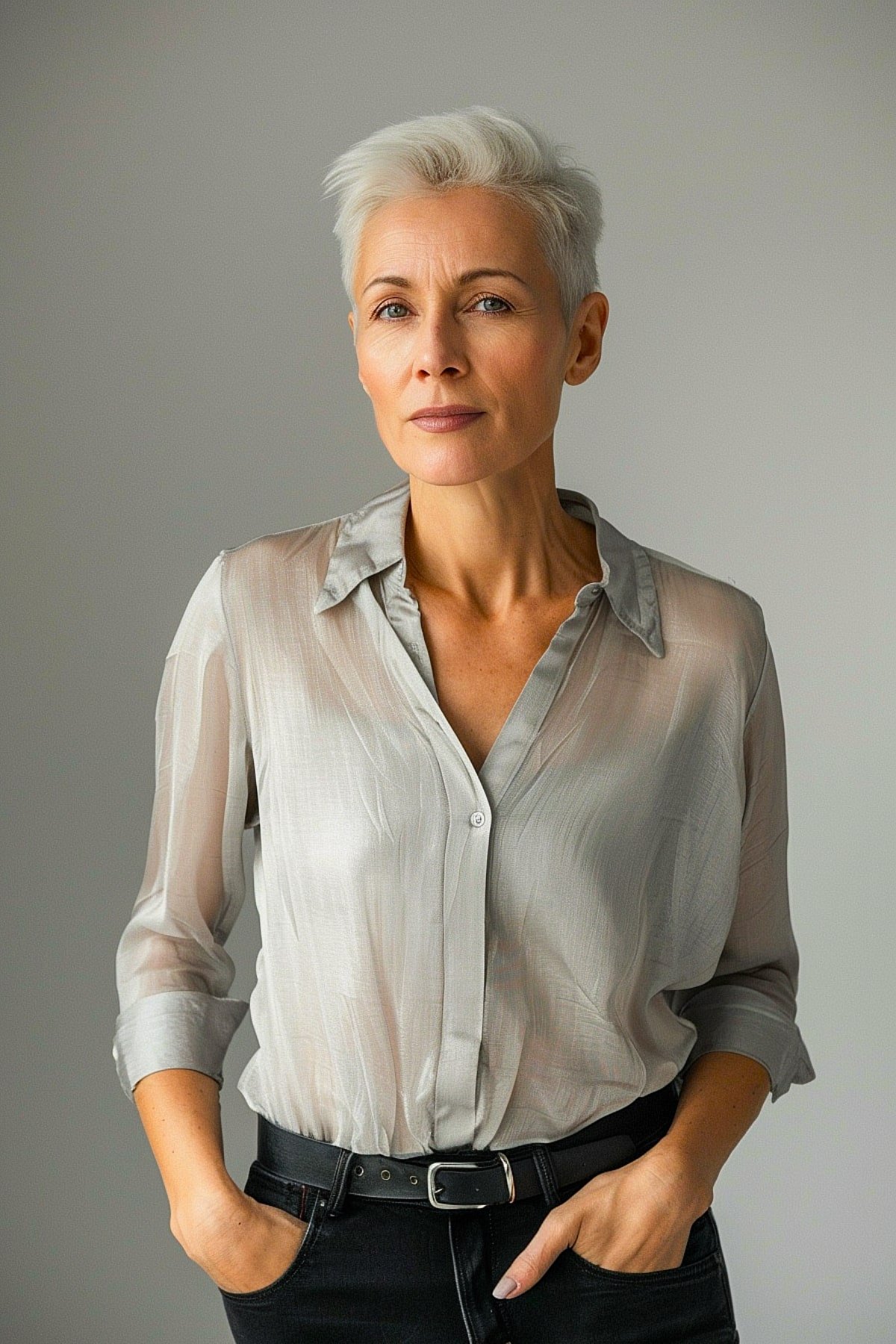 Ultra-short haircut for women over 60