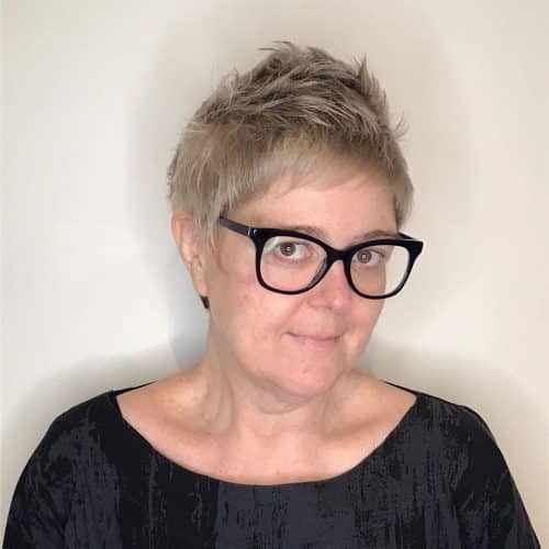Very short haircuts for women over 50 who wear glasses