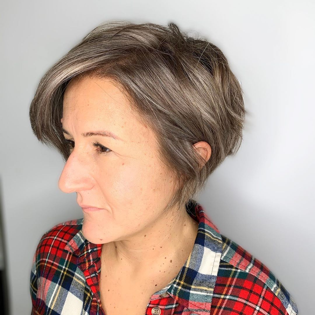 Very Short Layered Cut with Bangs for Women Over Fifty