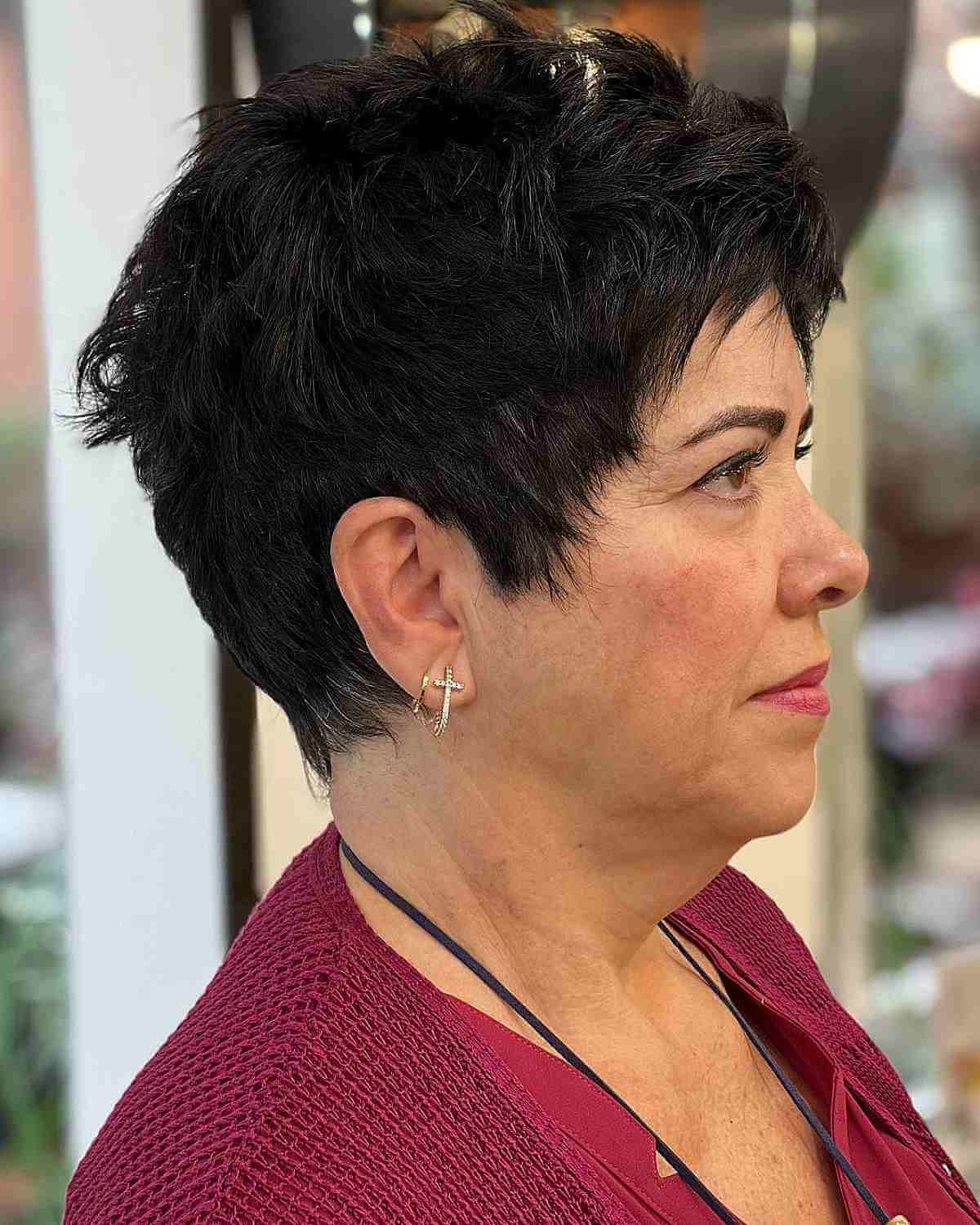 Very Short Messy Haircut for a 50-Year-Old Woman