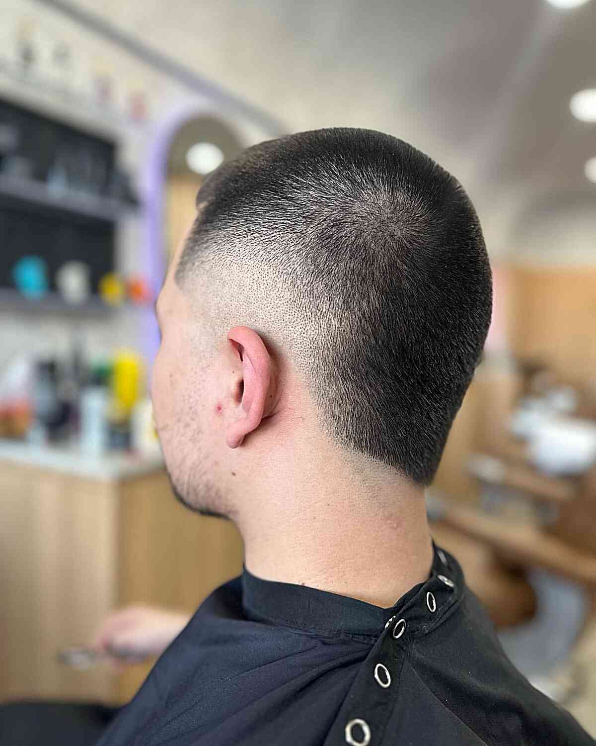 Very Short Mullet with Burst Buzz Fade for Men
