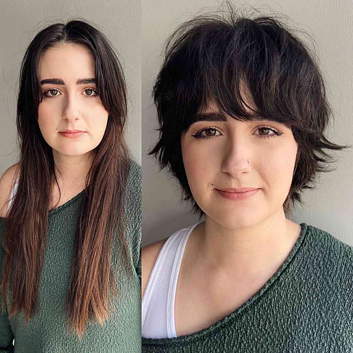 Very Short Shag with Thick See-Through Bangs and flipped ends