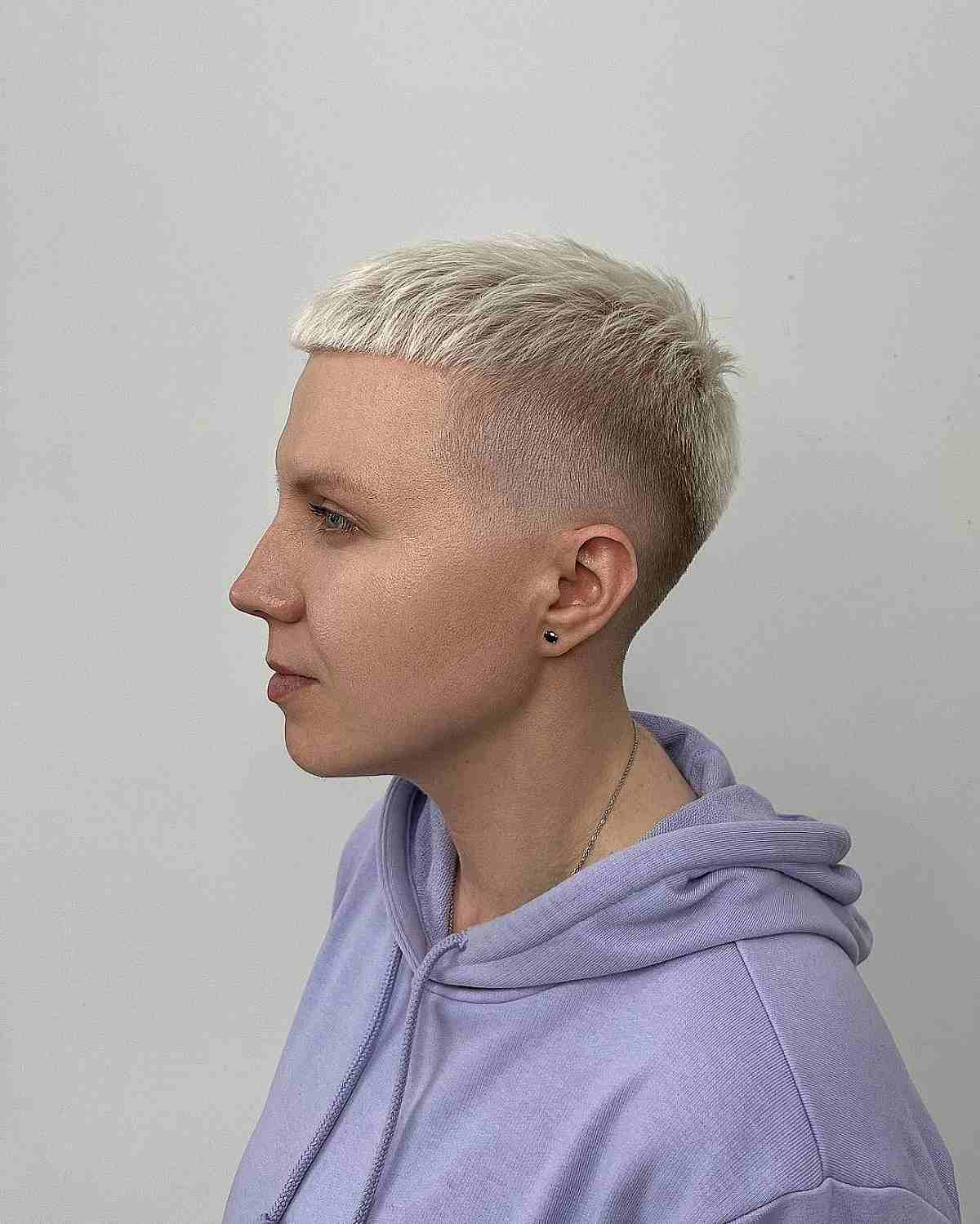 Very Short Shaved Pixie with Short Blunt Edges