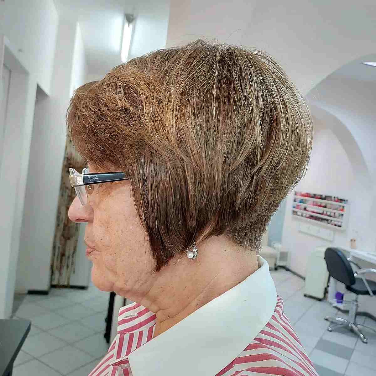 Very Short Stacked Bob with Layers for Older Women