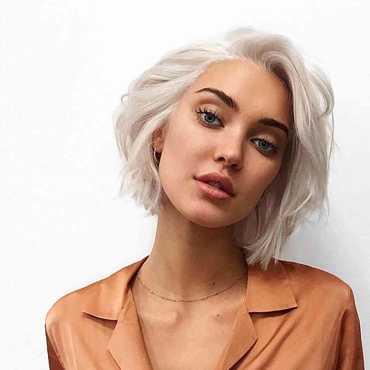 Very White Blonde Blunt Cut for women with light blonde hair