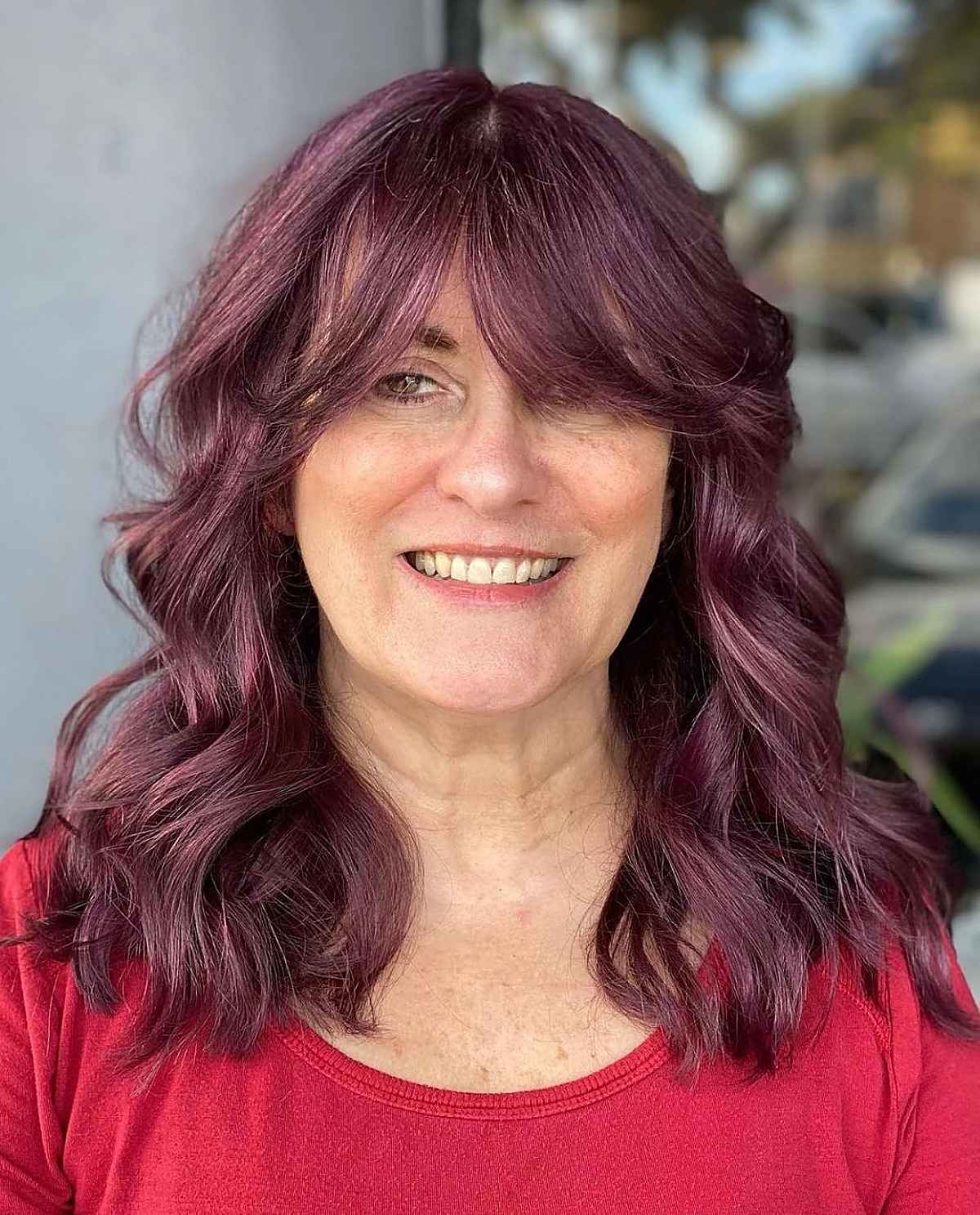 Vibrant burgundy hair color