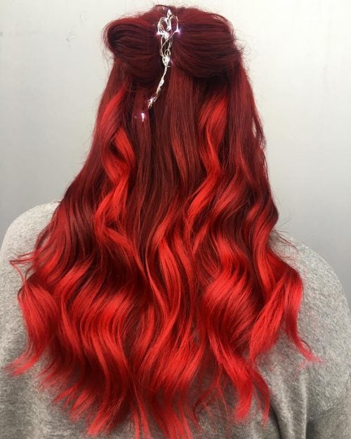Vibrant Red Ombre Hair Color