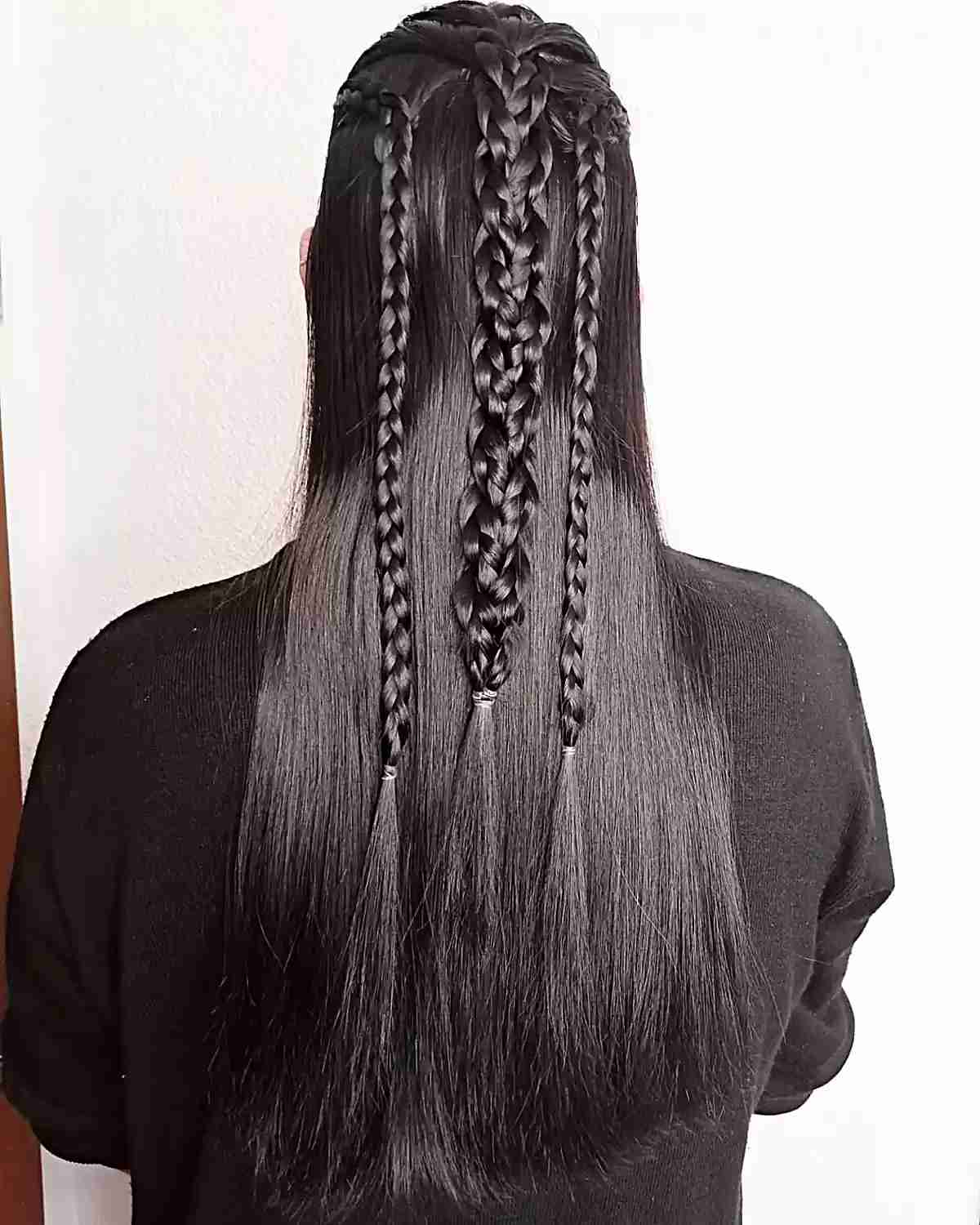Viking-Inspired Long Sleek Woven Braids for Women
