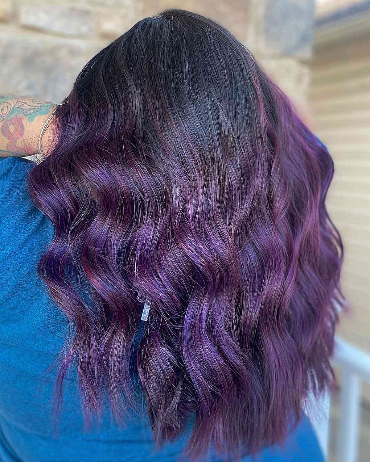 Violet metallic long ombre