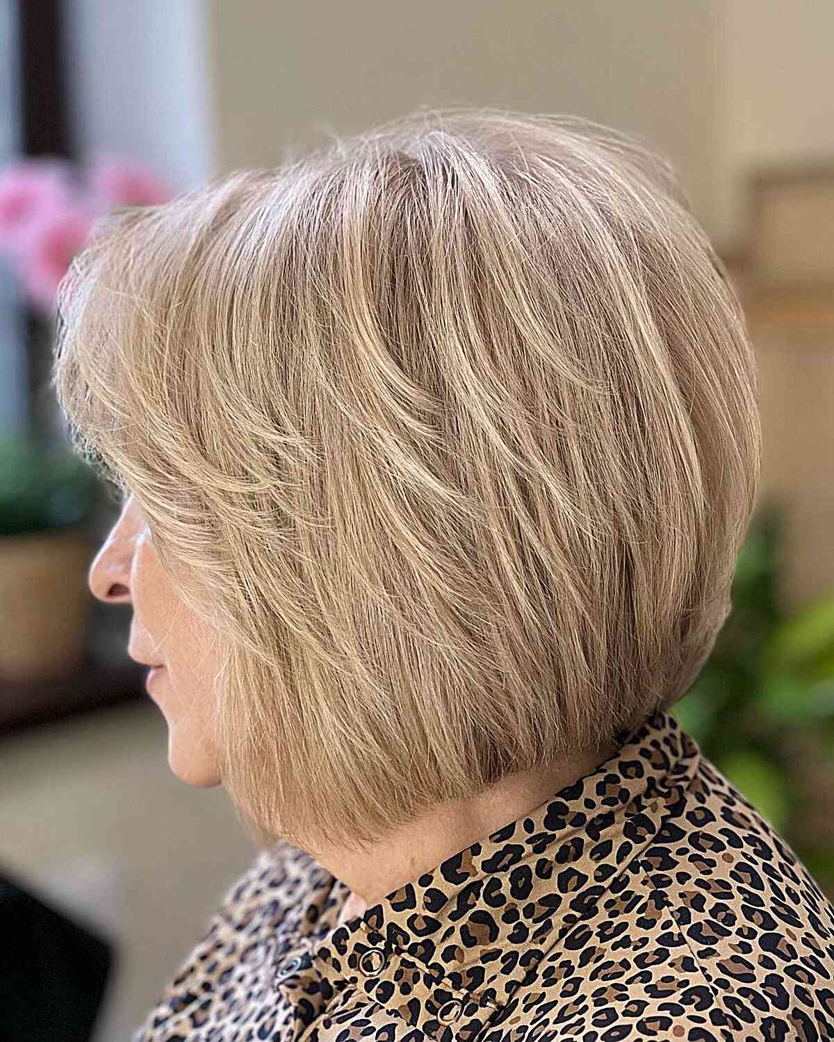 Visible Layers on a Short Blonde Bob for older women