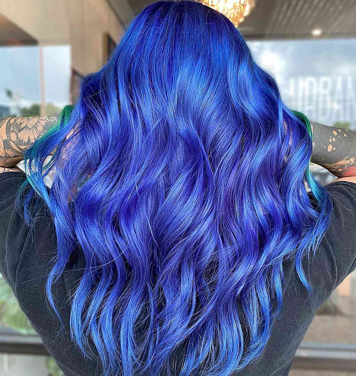 Vivid Blue-Purple Waves for women with longer hair