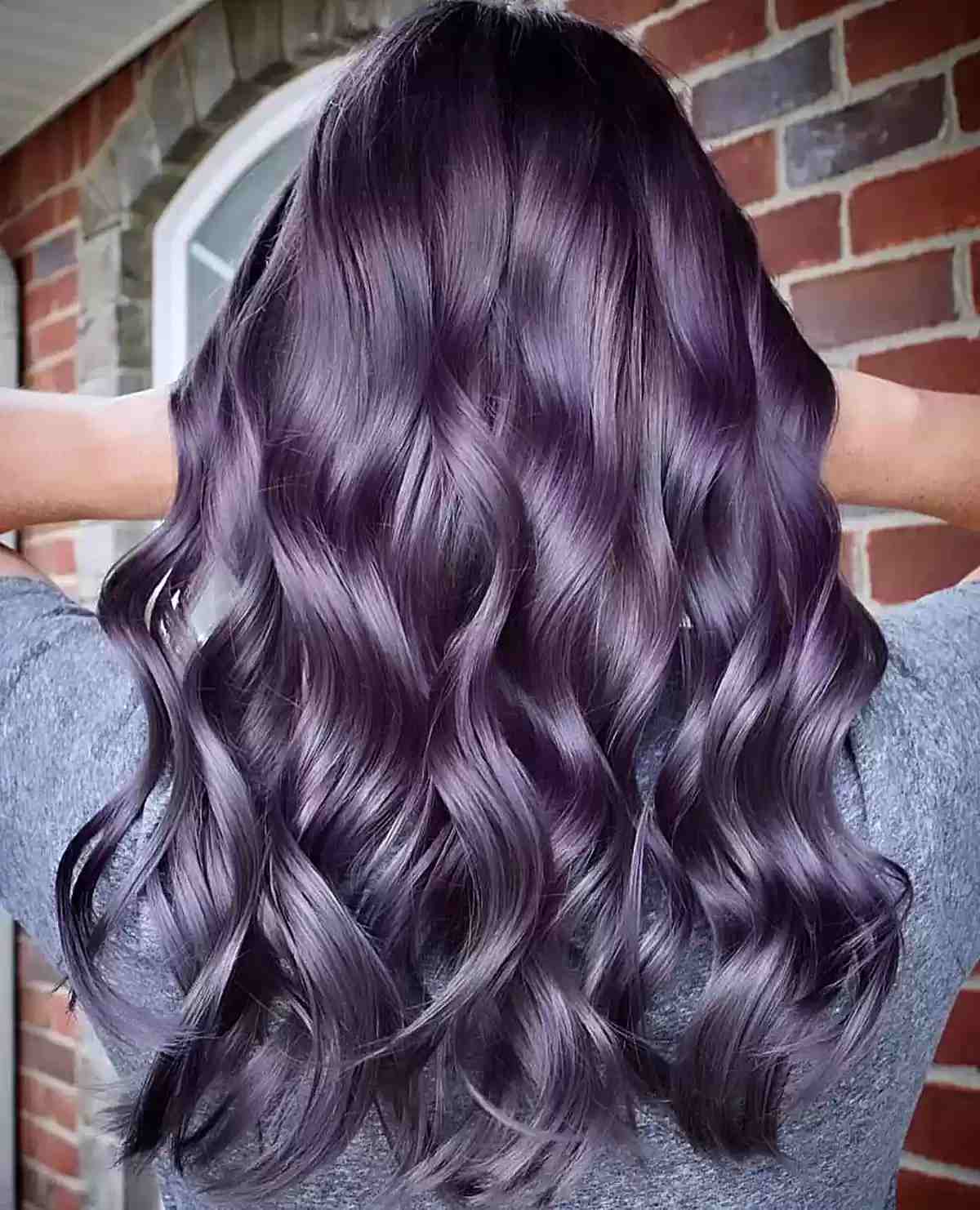 Vivid Dark Purple Waves on medium to long hair