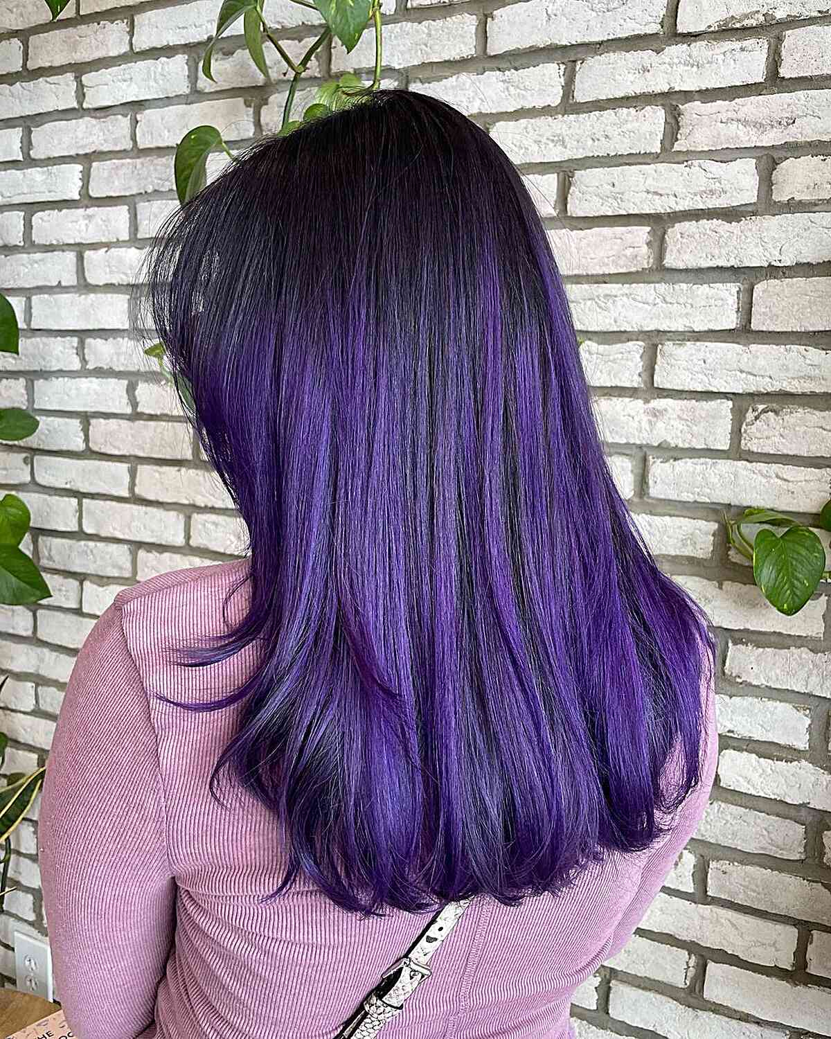 Vivid Midnight Purple with Dark Roots for Medium Hair