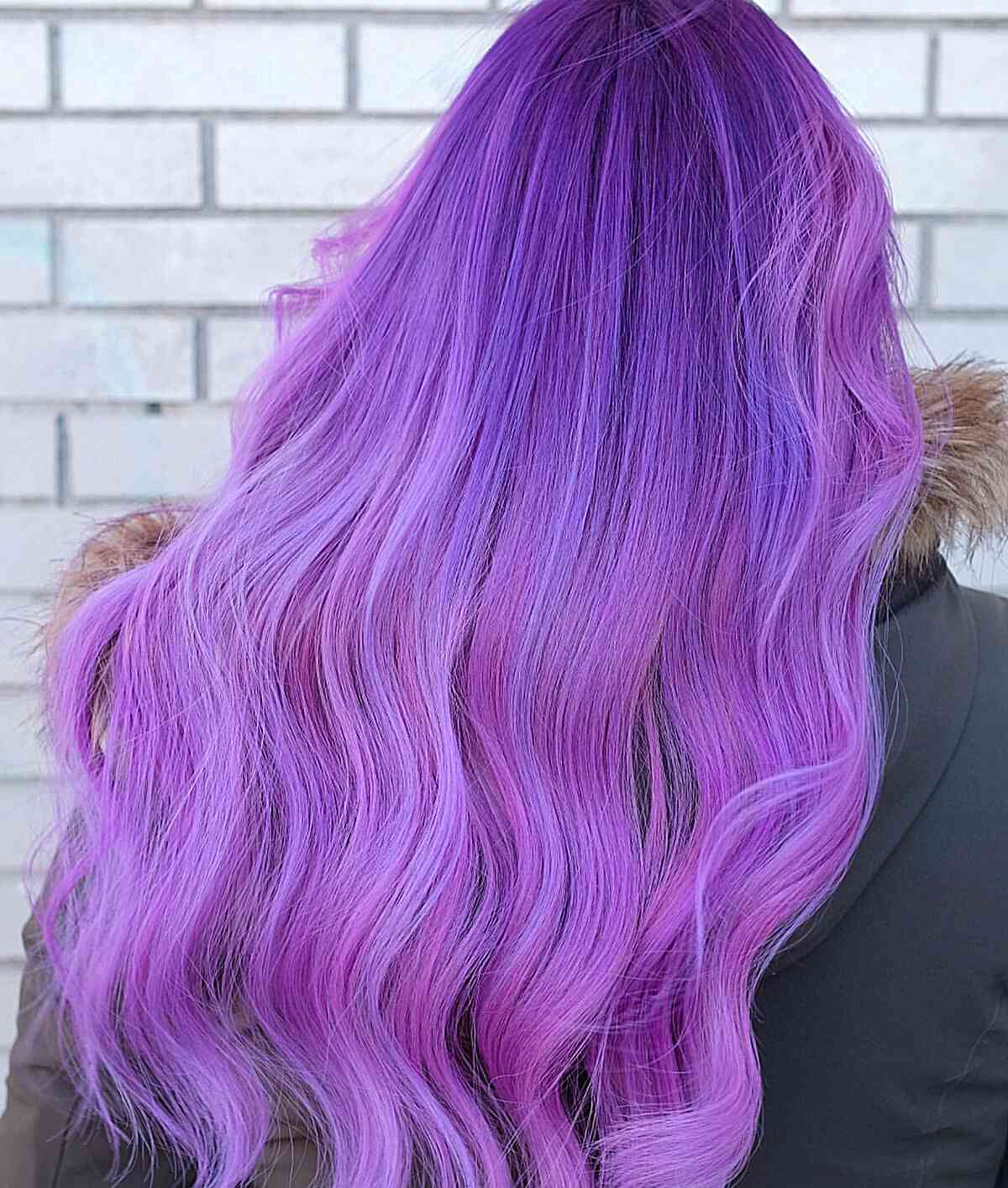 Vivid Pastel Purple Hairstyle for women with long straight hair