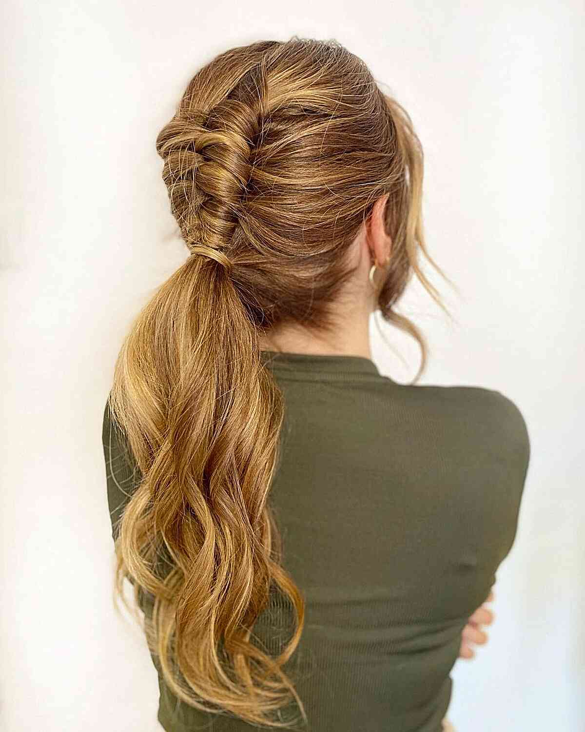 Volleyball Golden Brown Infinity Braided Ponytail for Longer Locks