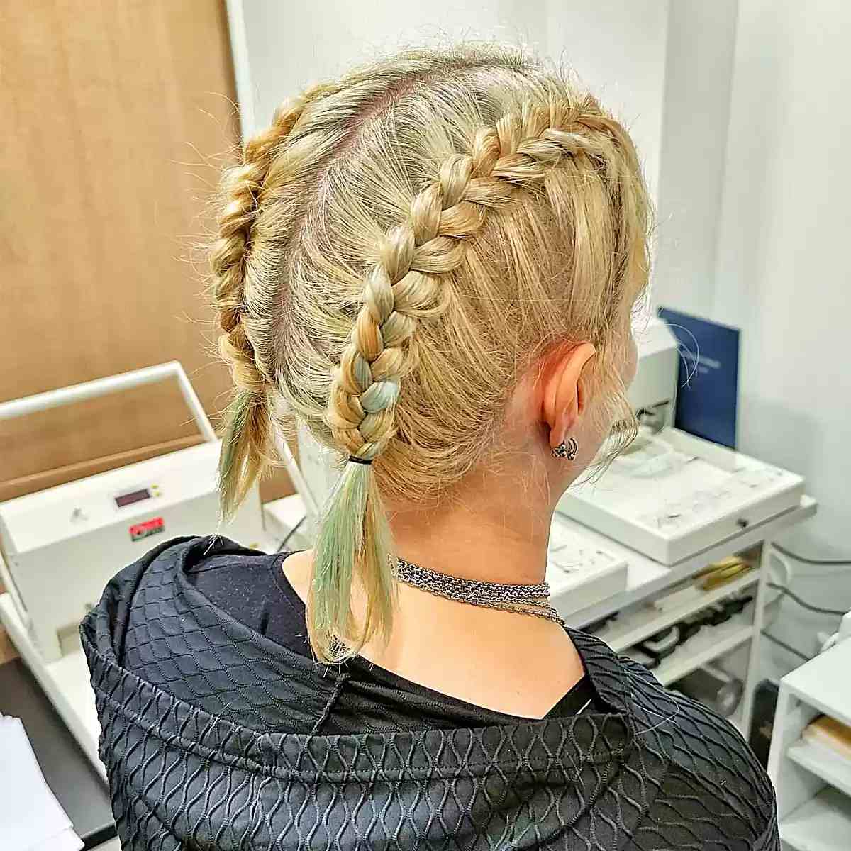 Volleyball-Perfect Tight Double Braids for Short Hair