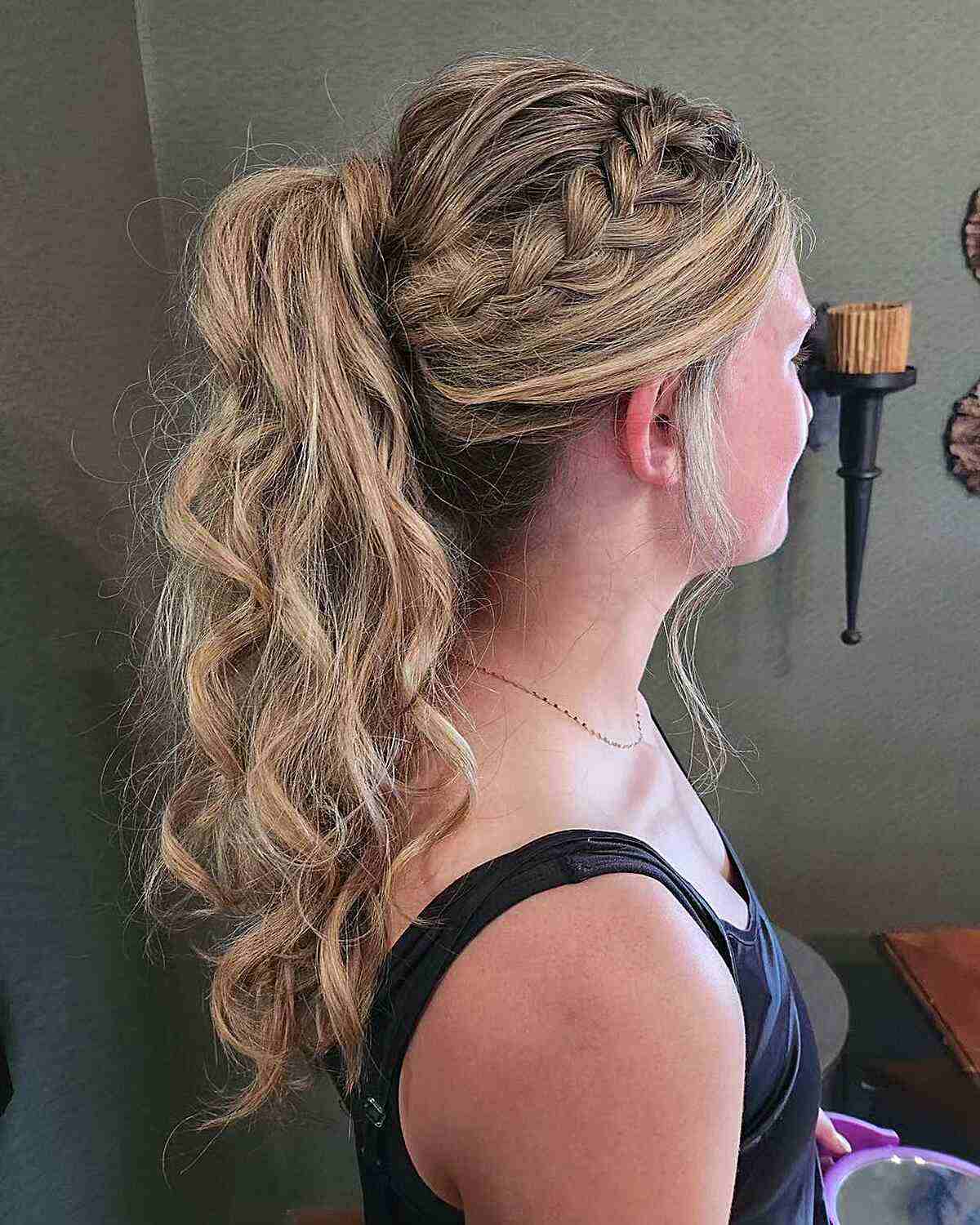 Volleyball Textured Long High Ponytail with Side Braid