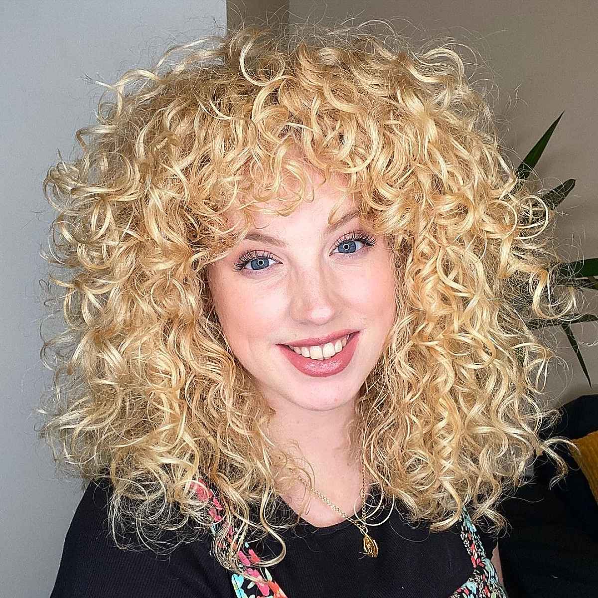 Voluminous Curly Shag for Thick Hair