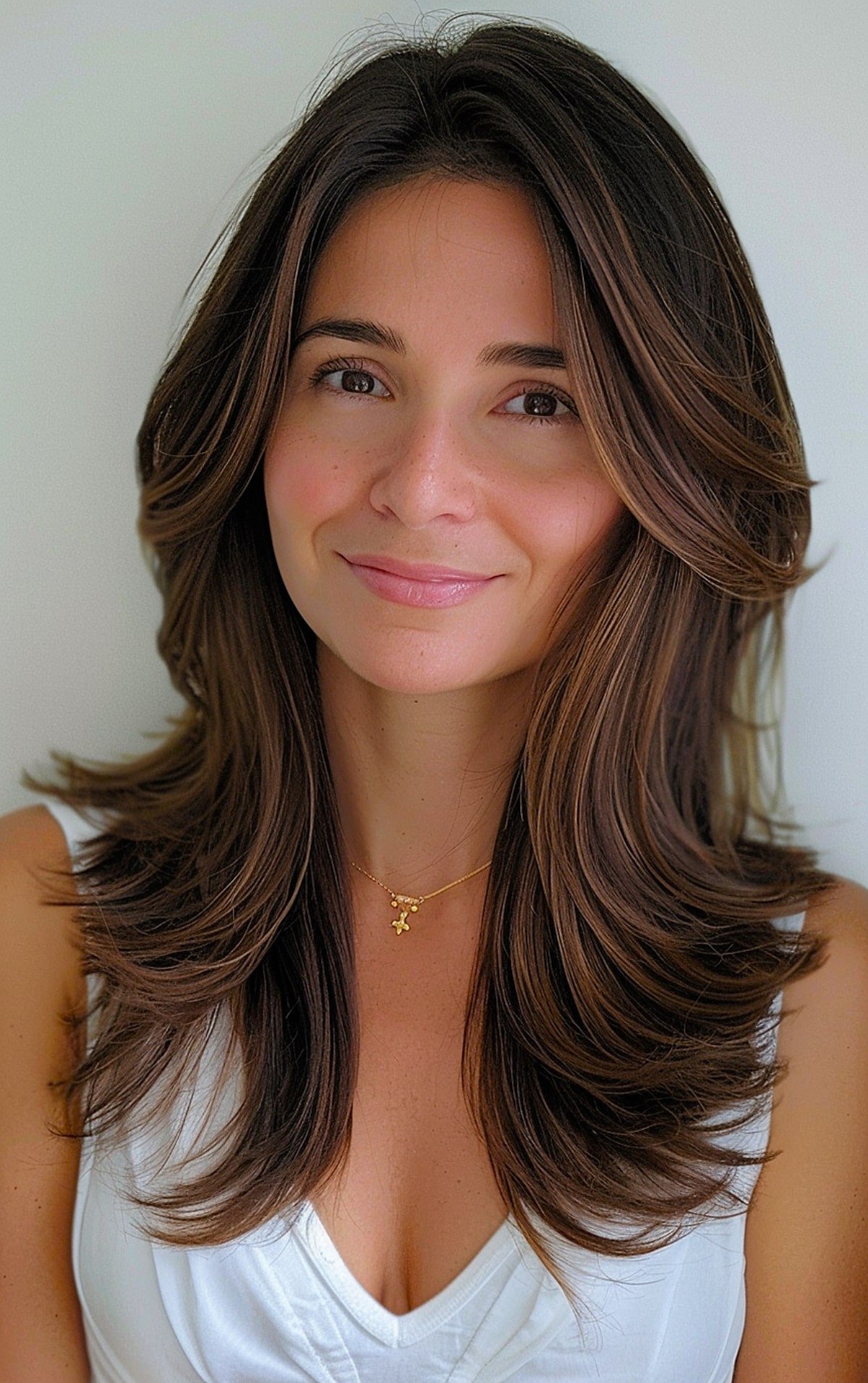 Voluminous long-layered haircut with wavy texture for thick hair