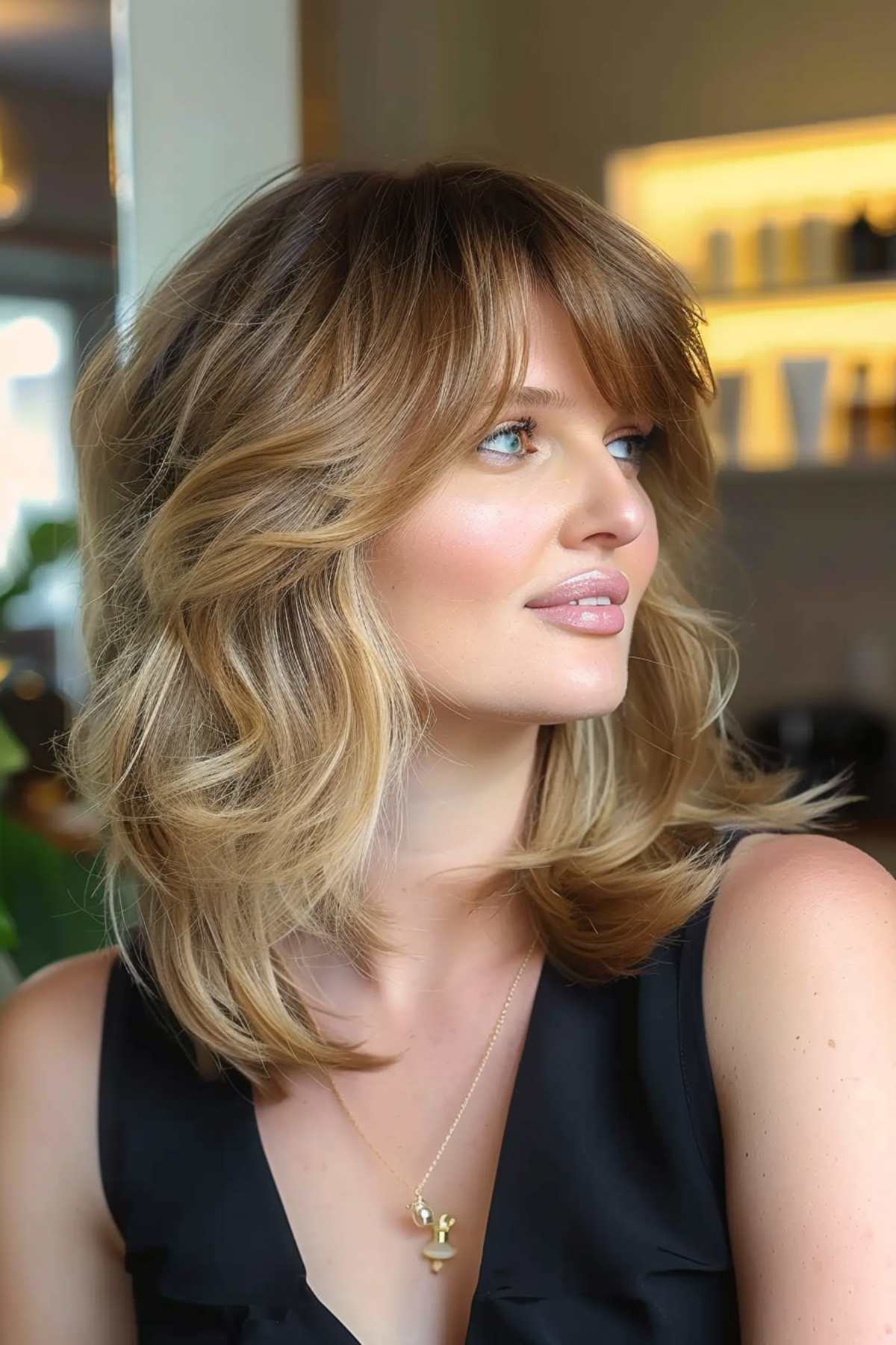 Voluminous shag hairstyle for thick hair